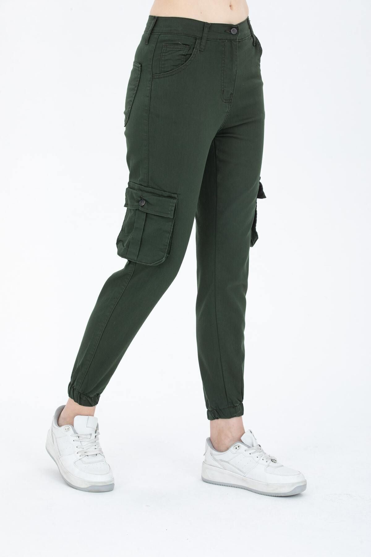 Kadın Jogger Rahat Kalıp Paça Lastikli Gabardin Pantolon