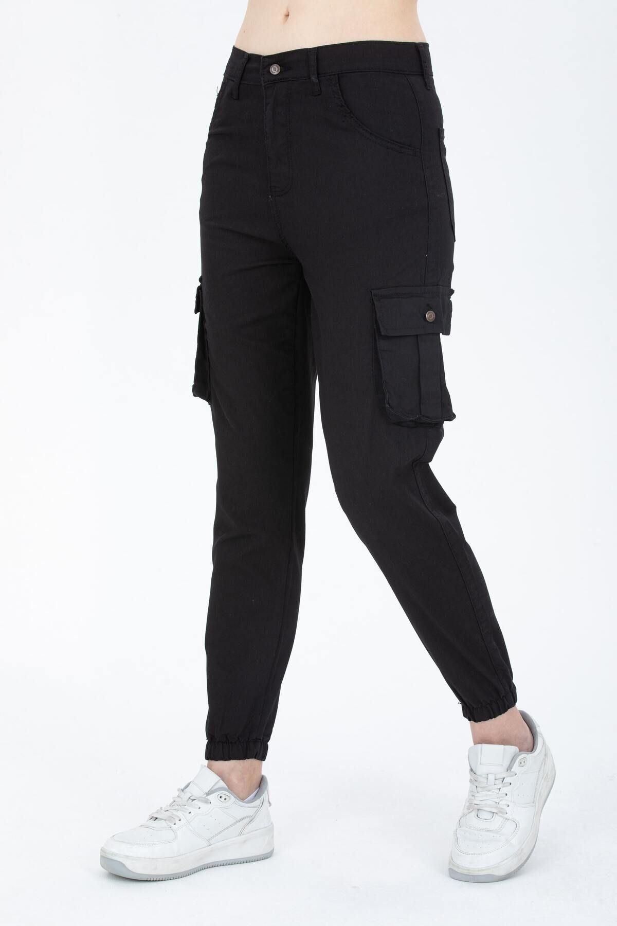 Kadın Jogger Rahat Kalıp Paça Lastikli Gabardin Pantolon