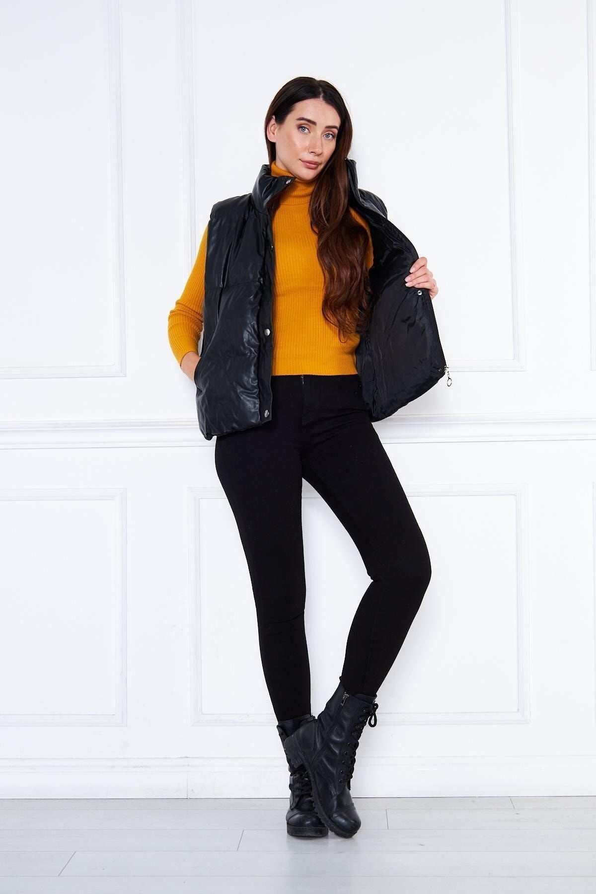 Kadın Şişme Deri Yelek