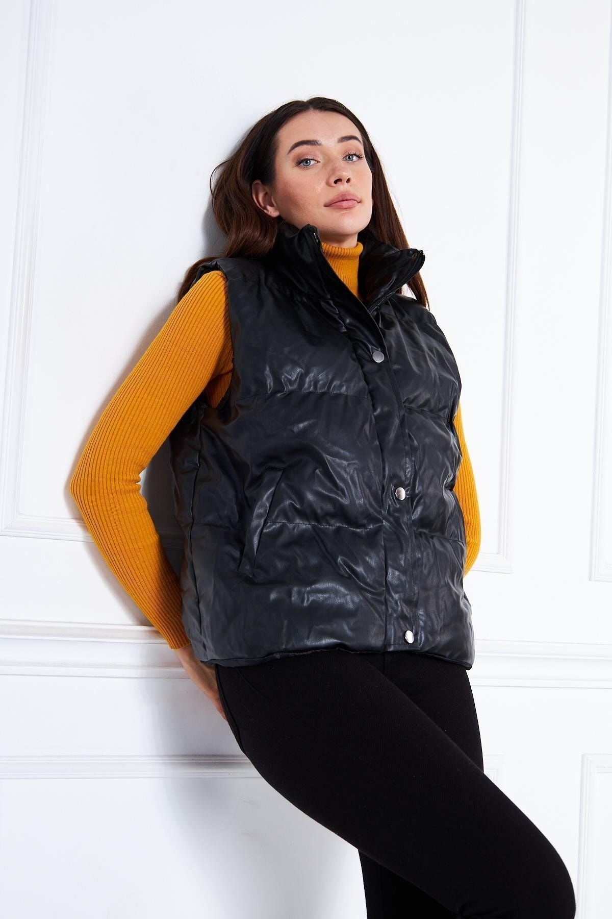 Kadın Şişme Deri Yelek