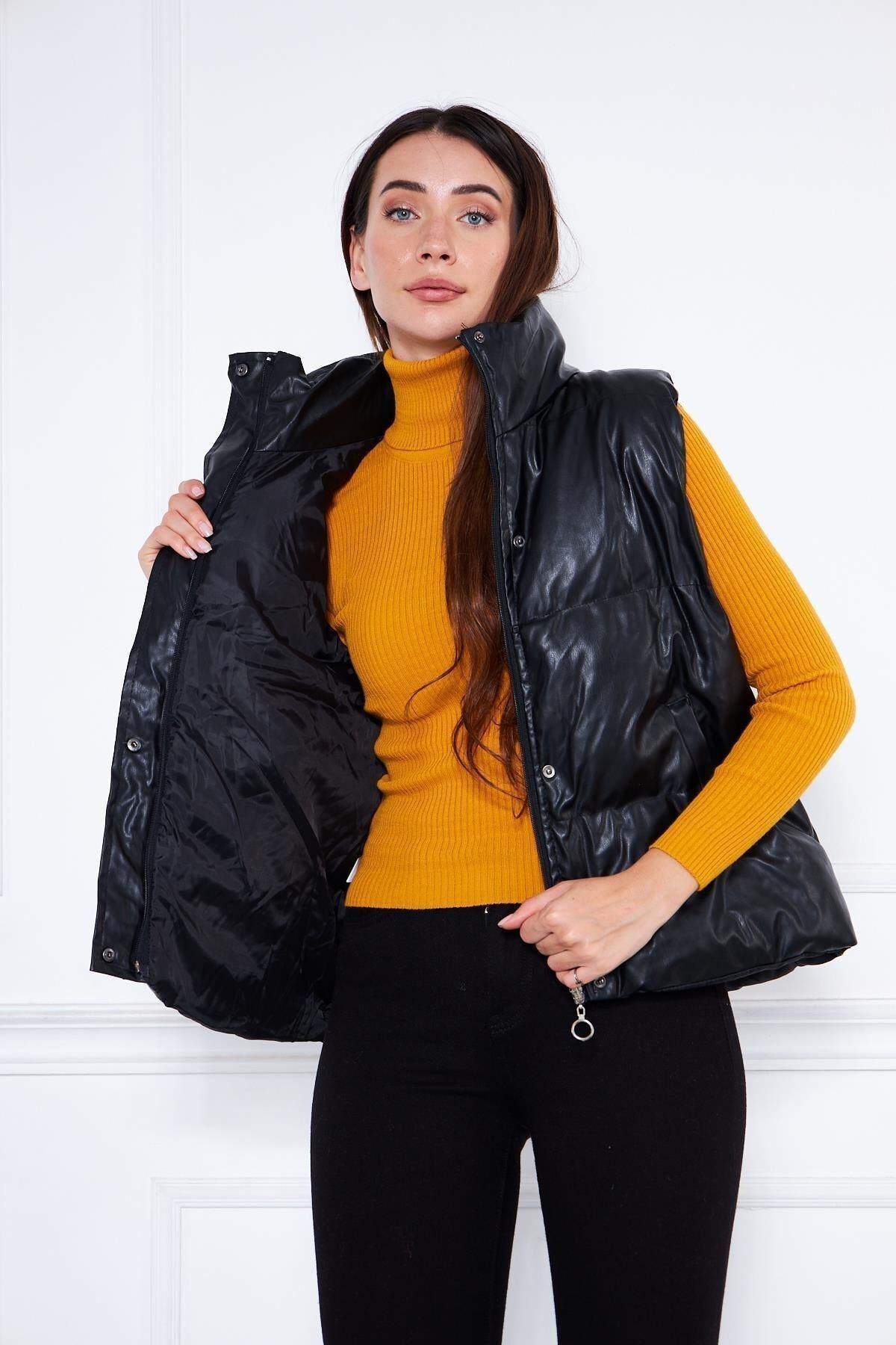 Kadın Şişme Deri Yelek