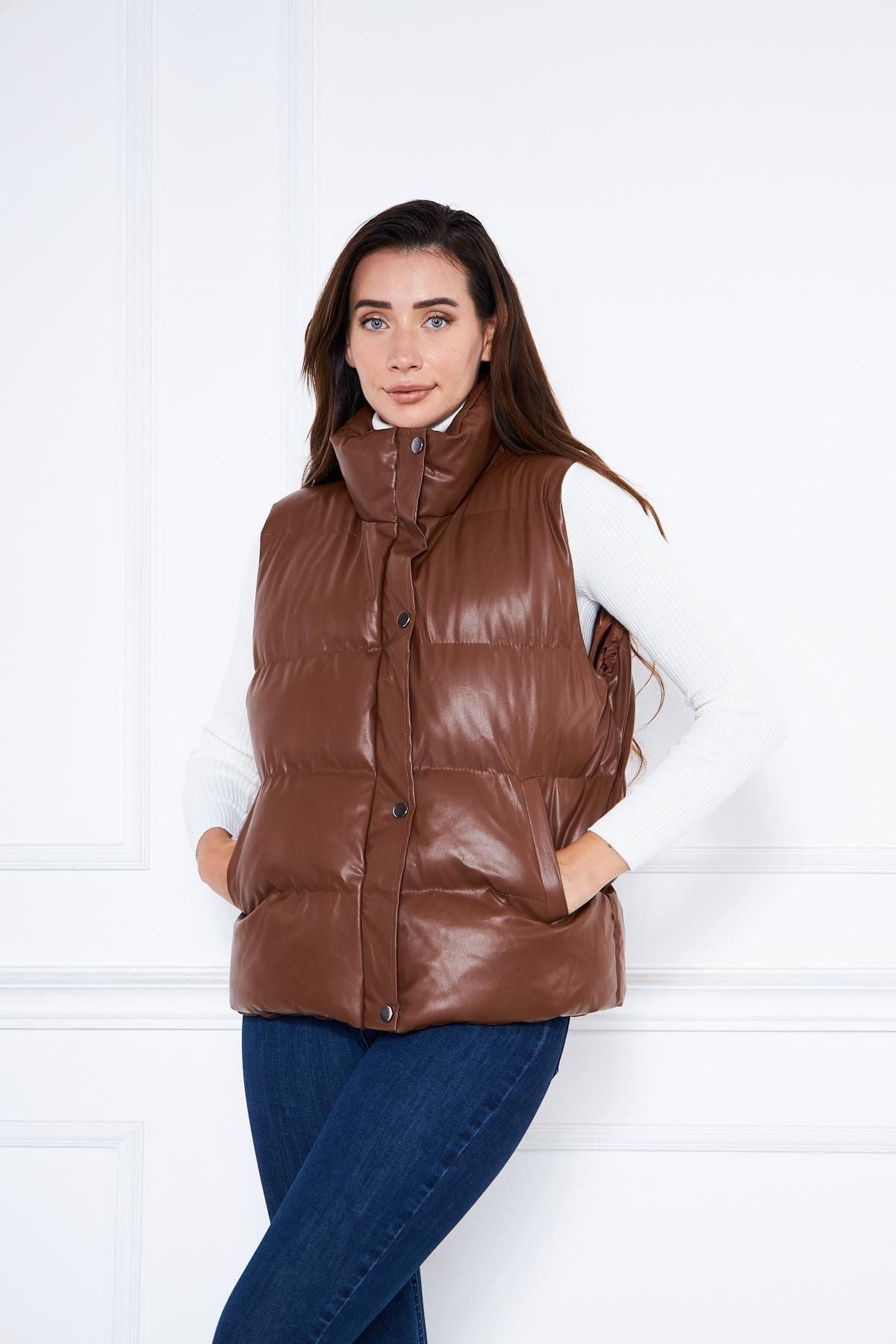 Kadın Şişme Deri Yelek