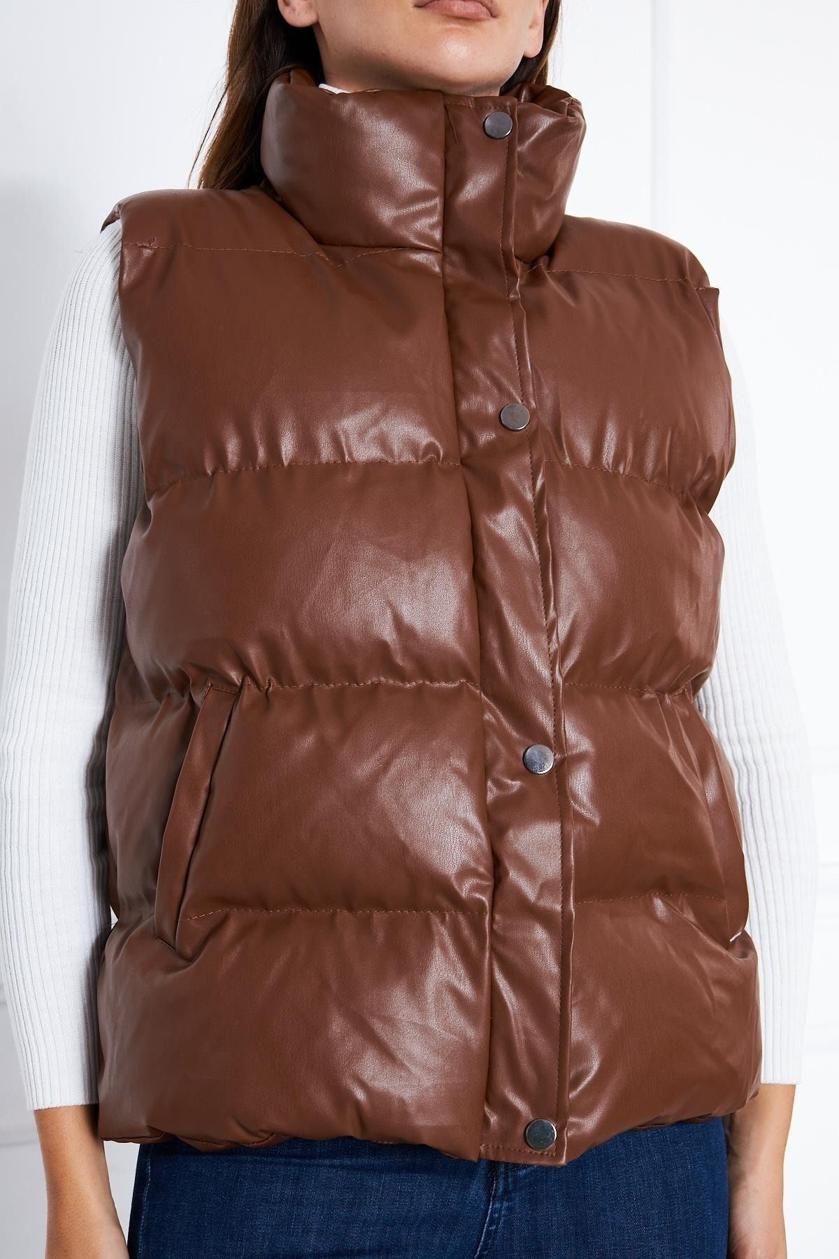 Kadın Şişme Deri Yelek