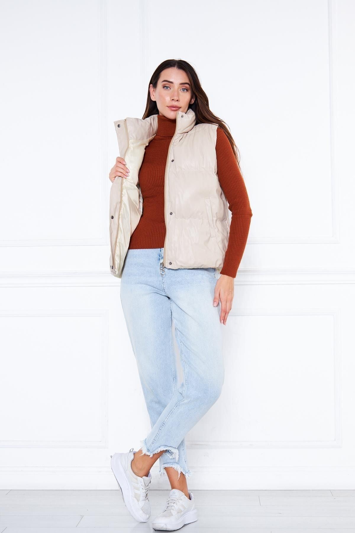 Kadın Şişme Deri Yelek