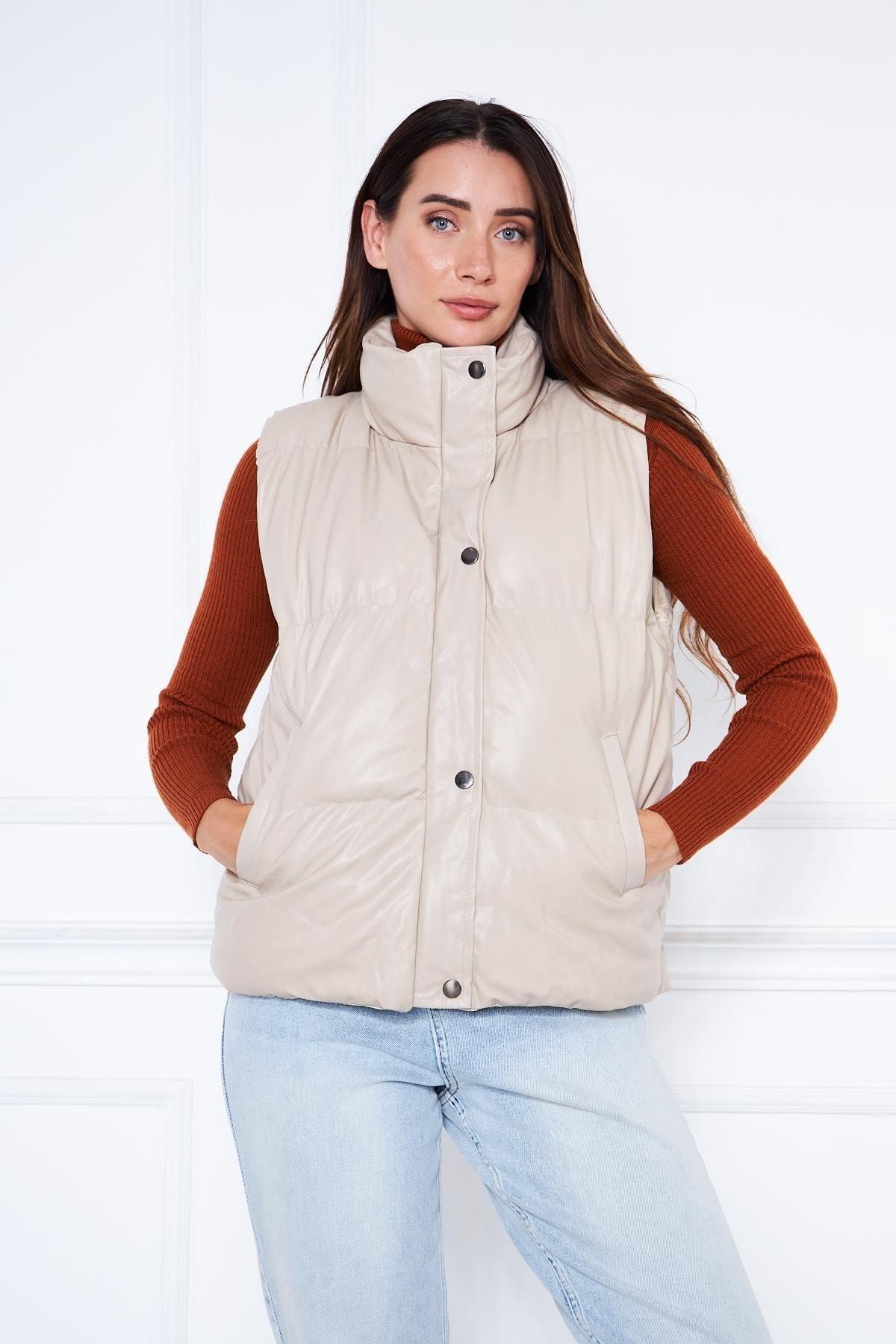 Kadın Şişme Deri Yelek