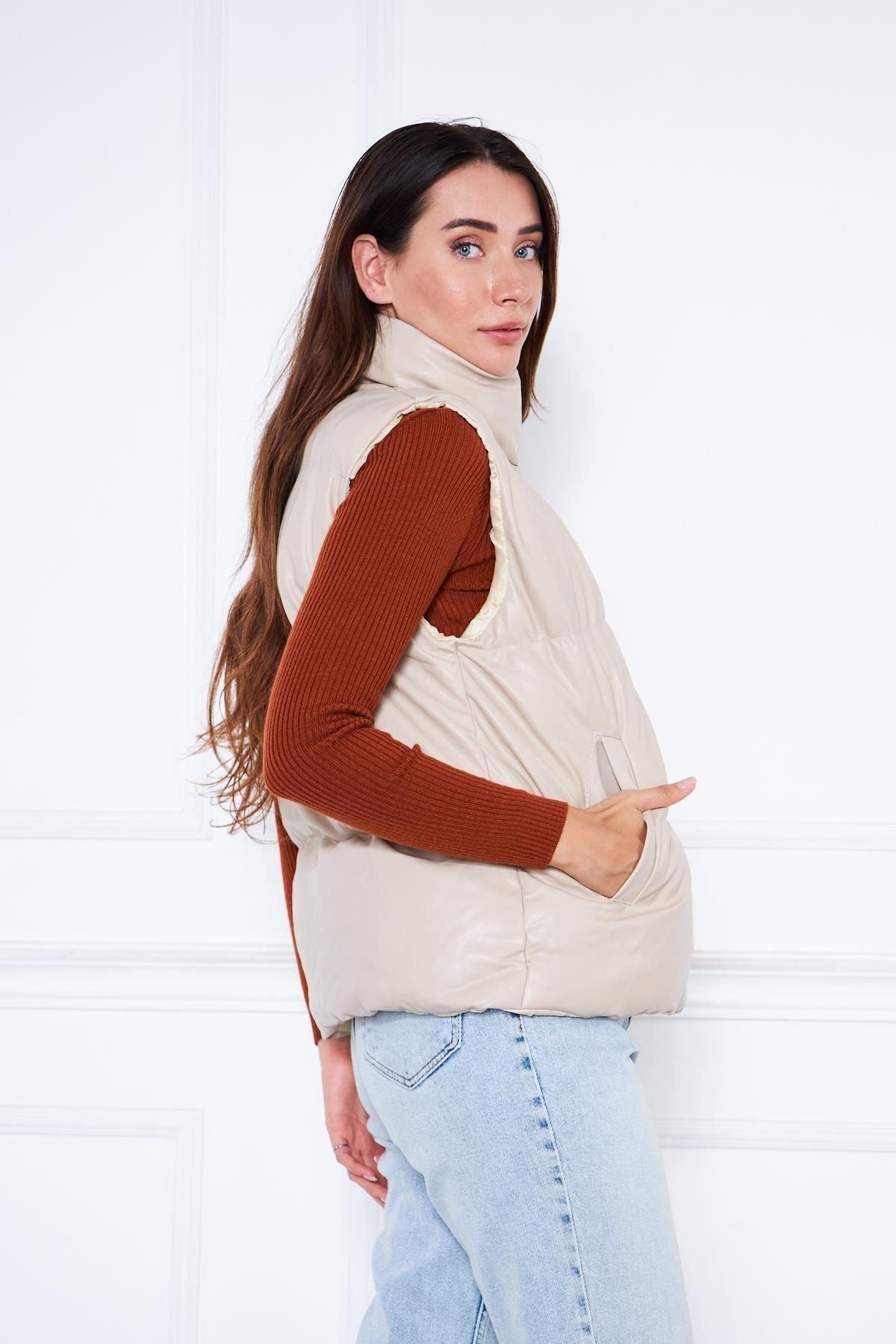 Kadın Şişme Deri Yelek