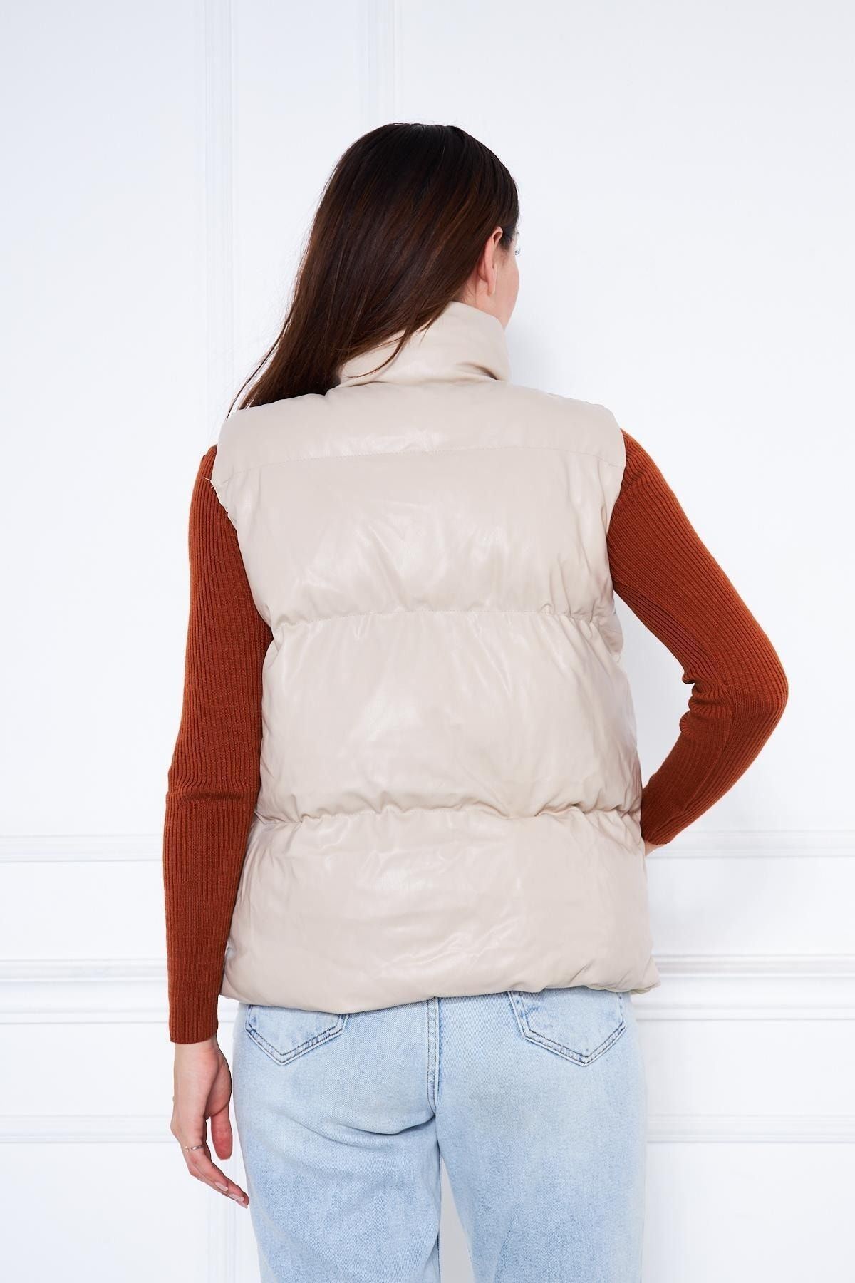 Kadın Şişme Deri Yelek