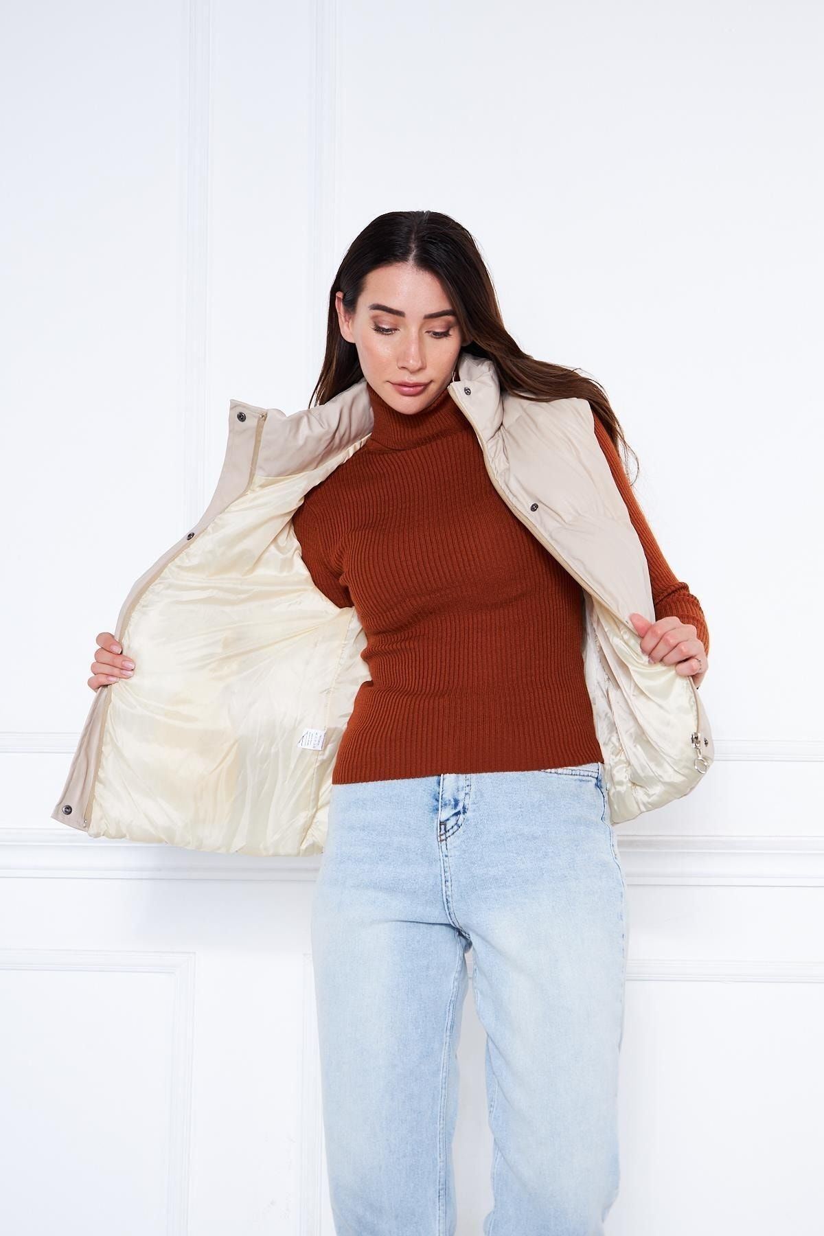 Kadın Şişme Deri Yelek