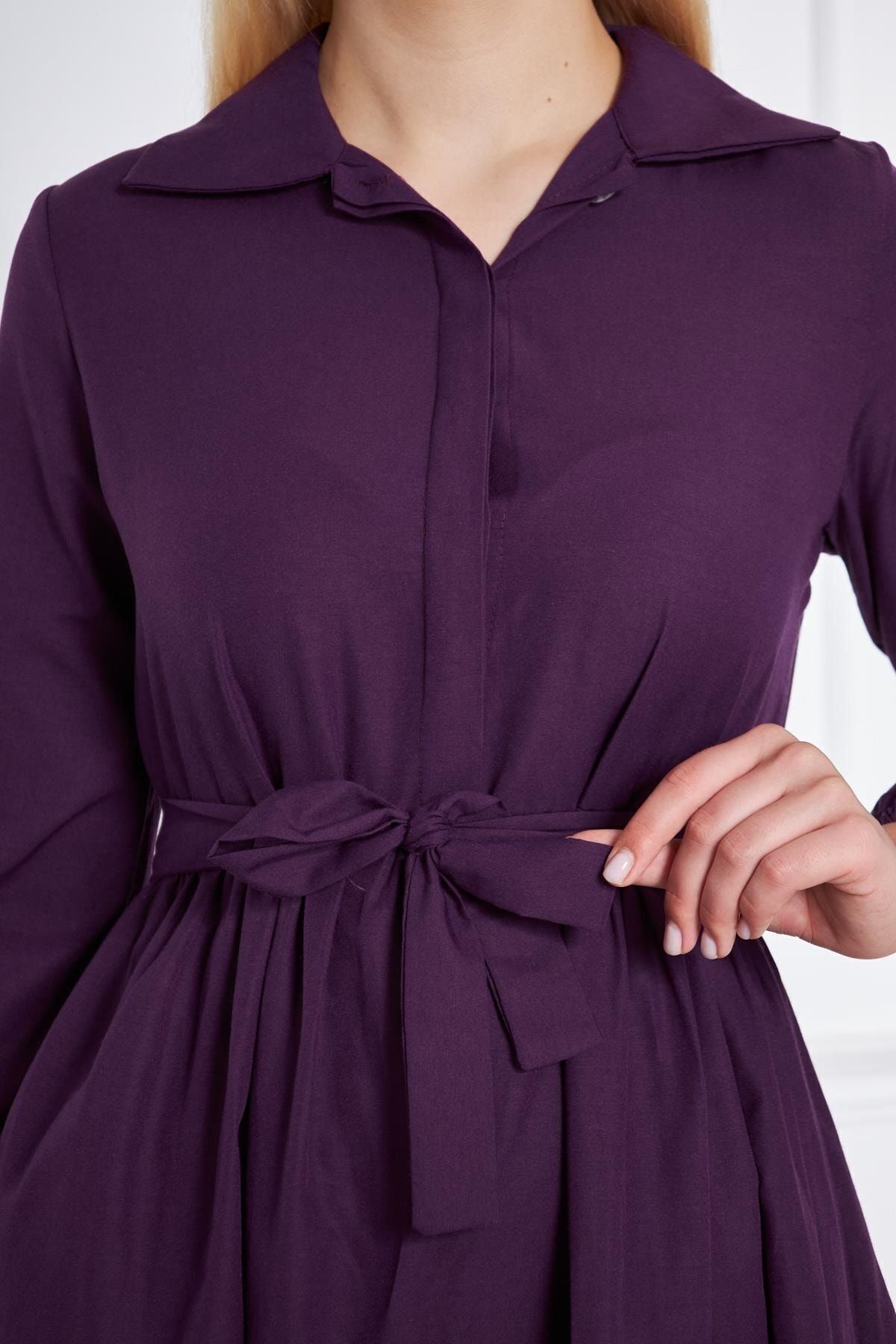 Kadın Katlı Gömlek Yaka Elbise