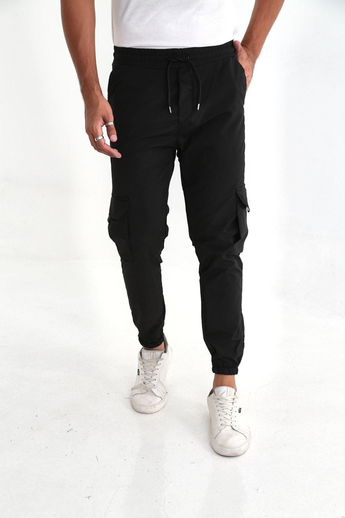 Erkek Paraşüt Kumaş Tarz Cepli Paça Ve Bel Lastikli Jogger Spor Pantolon