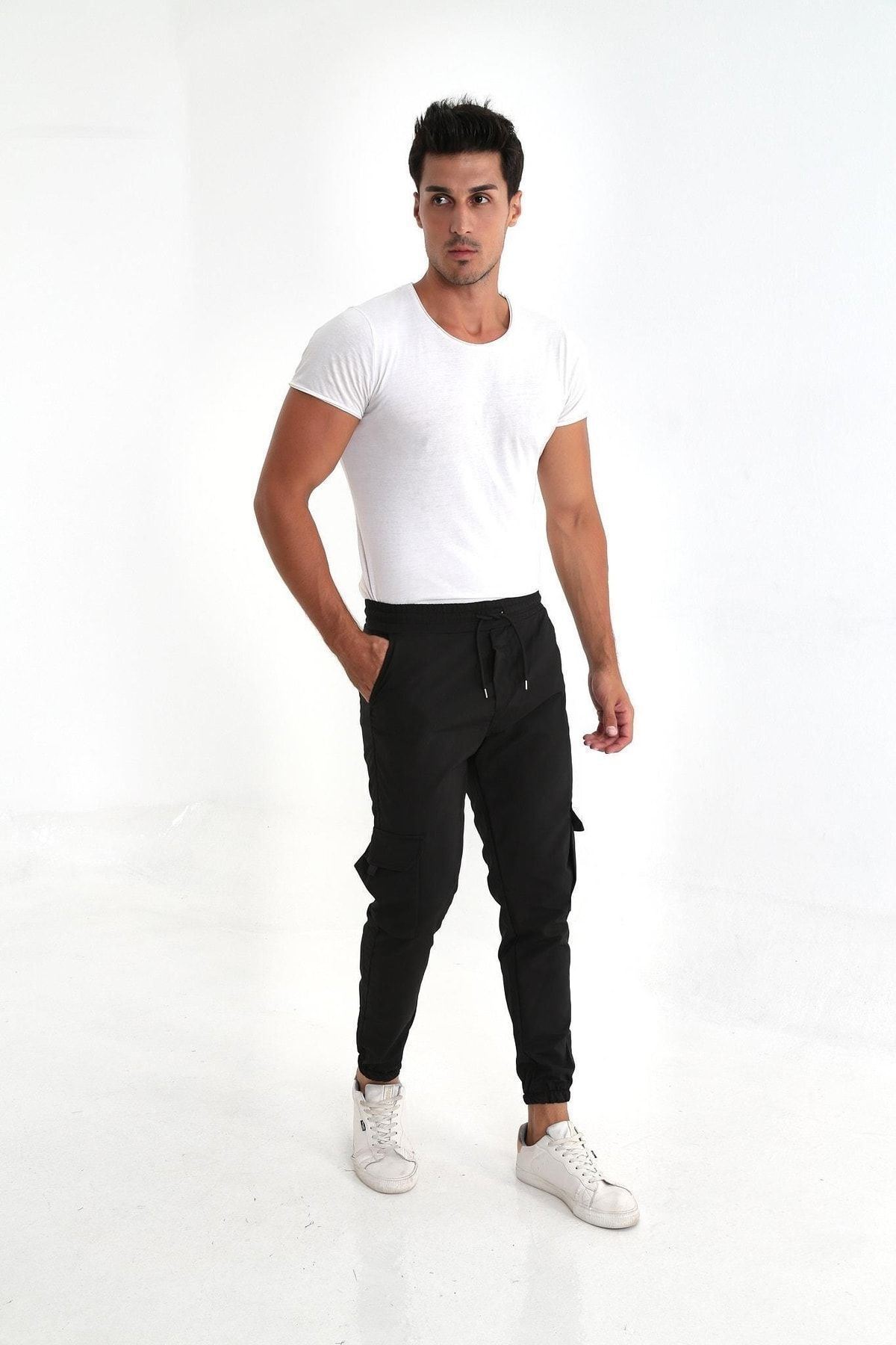 Erkek Paraşüt Kumaş Tarz Cepli Paça Ve Bel Lastikli Jogger Spor Pantolon