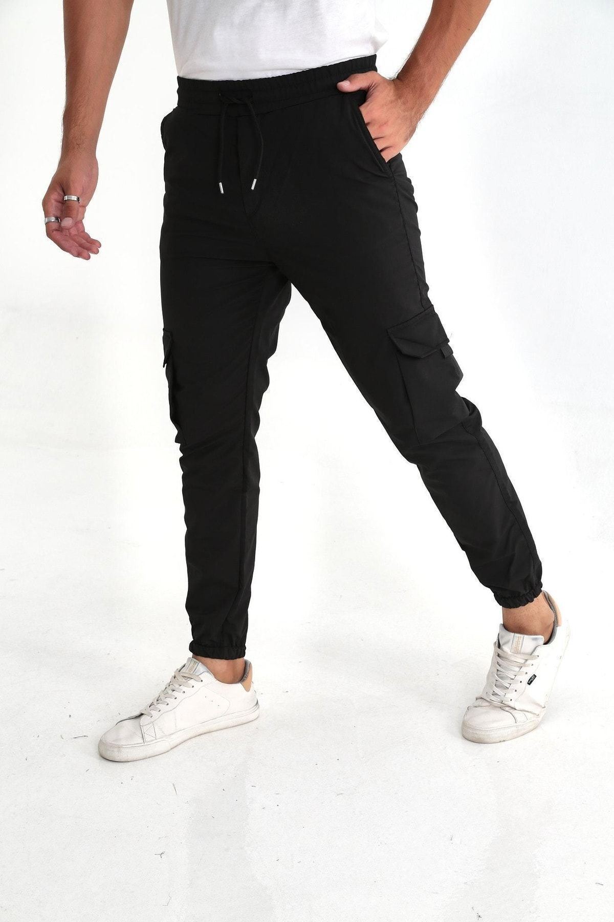 Erkek Paraşüt Kumaş Tarz Cepli Paça Ve Bel Lastikli Jogger Spor Pantolon