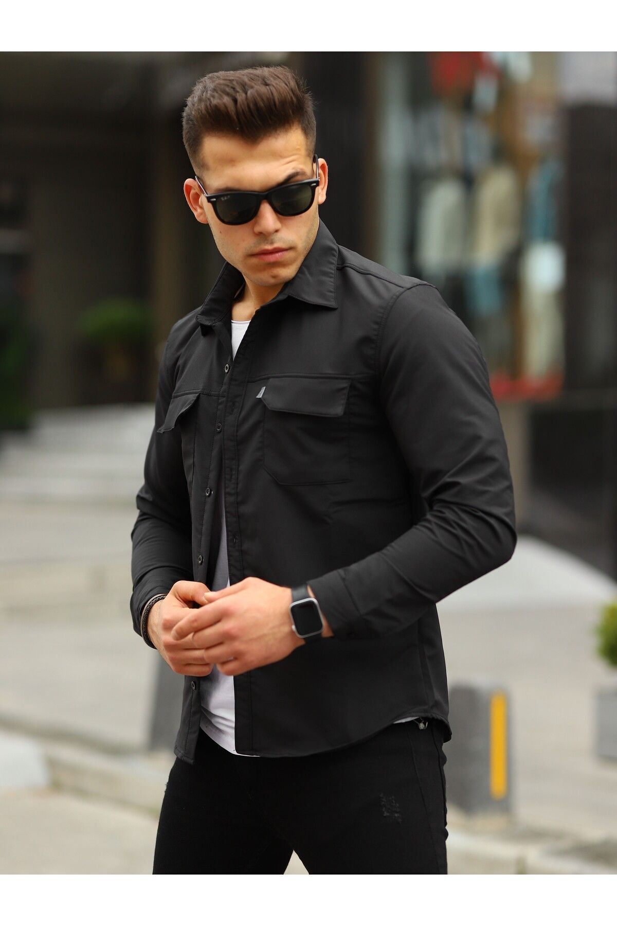 Erkek Paraşüt Kumaş Rahat Kalıp Gömlek