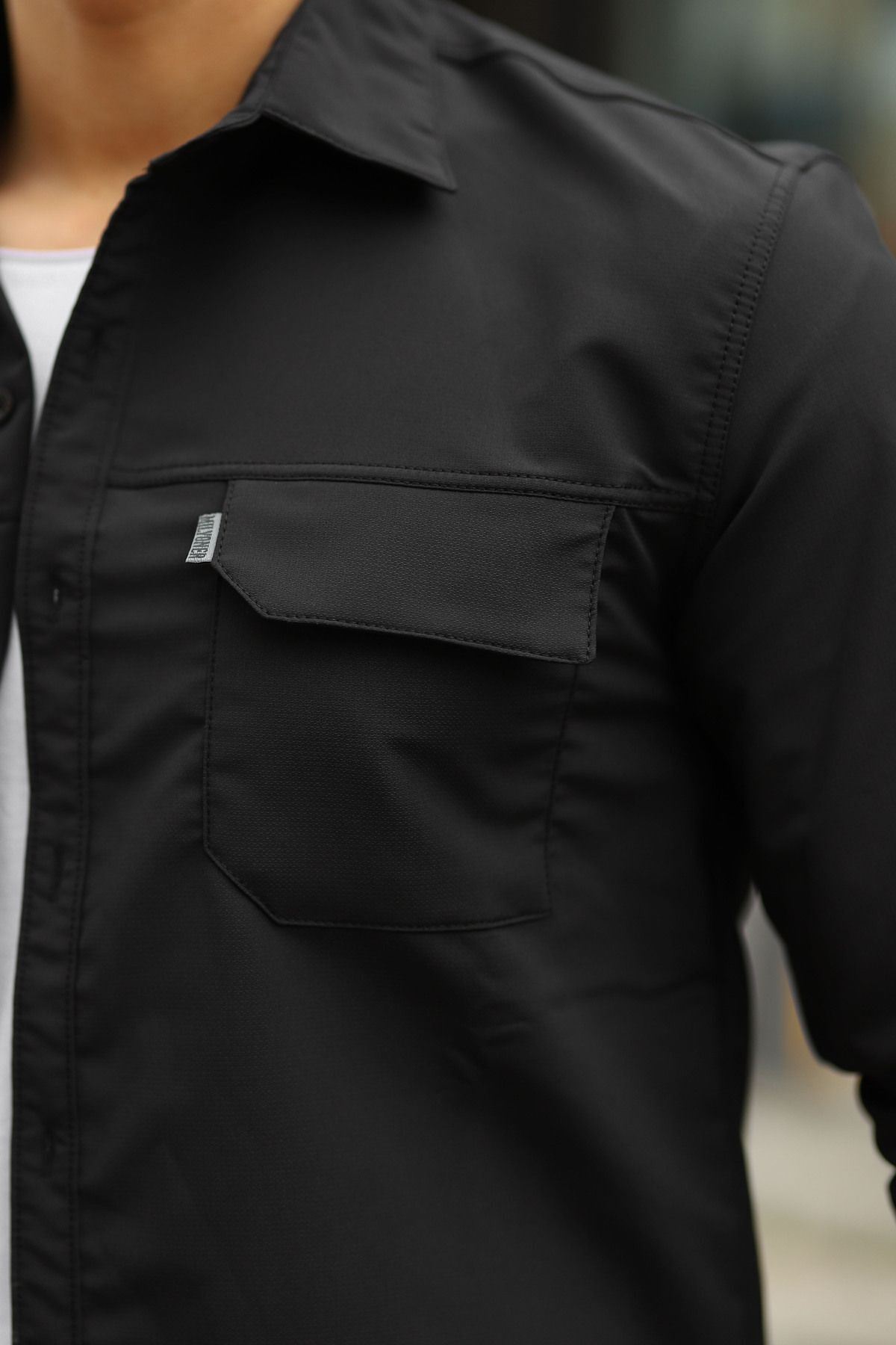 Erkek Paraşüt Kumaş Rahat Kalıp Gömlek