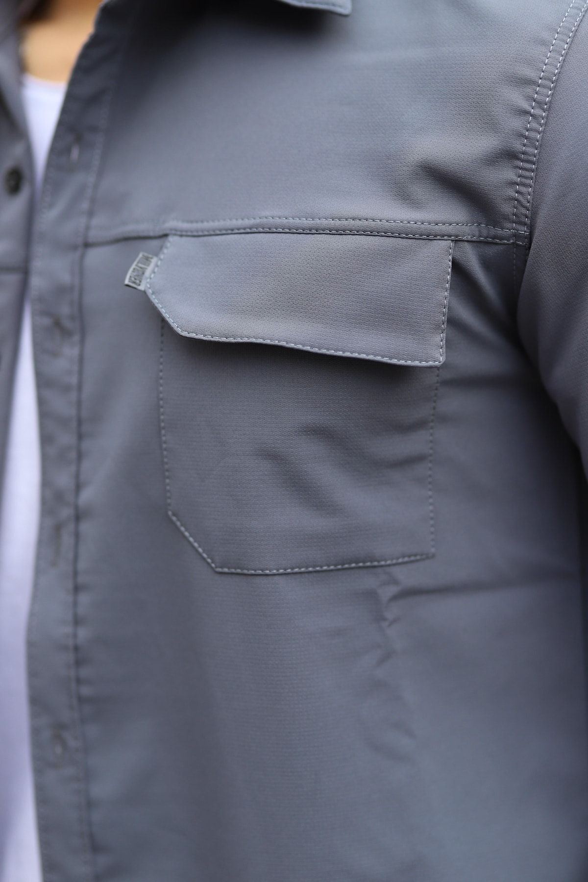 Erkek Paraşüt Kumaş Rahat Kalıp Gömlek