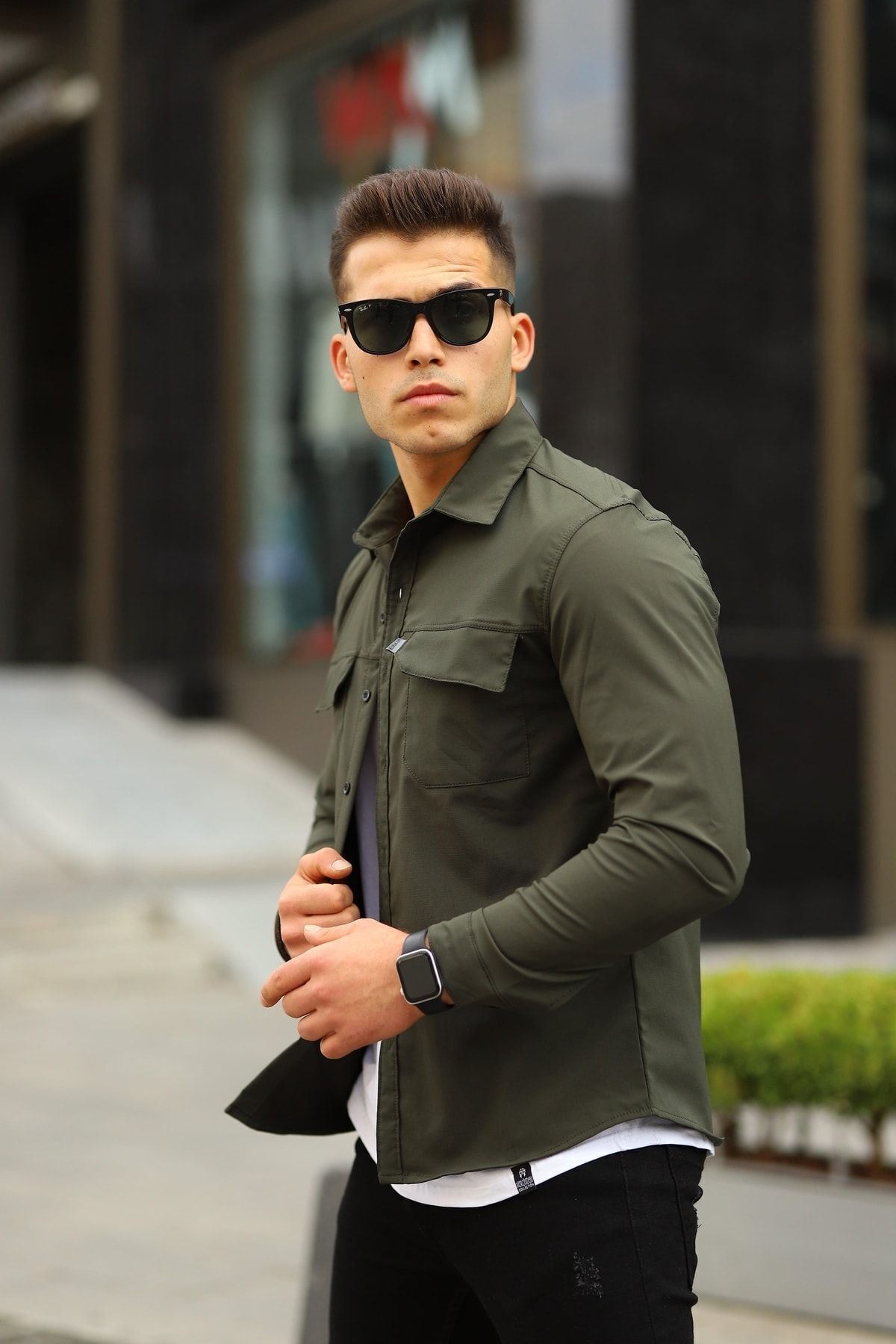Erkek Paraşüt Kumaş Rahat Kalıp Gömlek