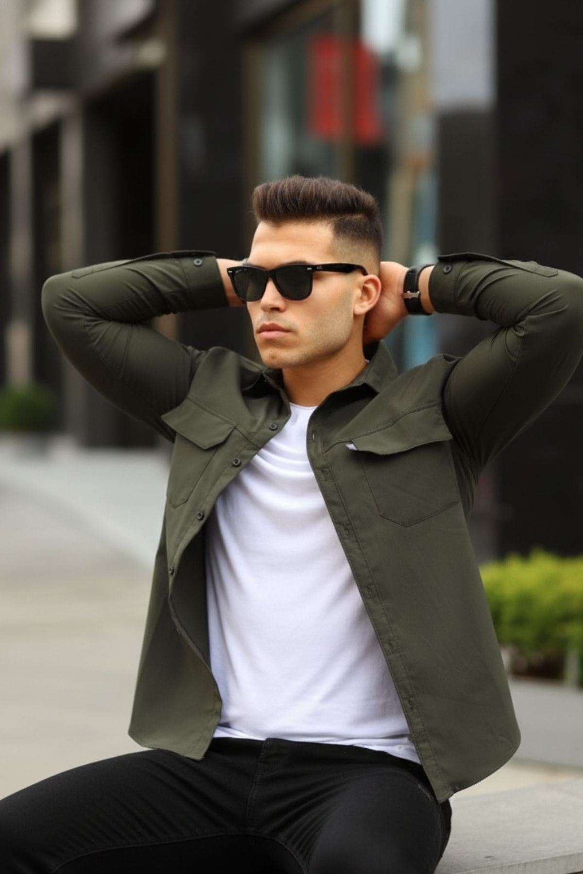 Erkek Paraşüt Kumaş Rahat Kalıp Gömlek