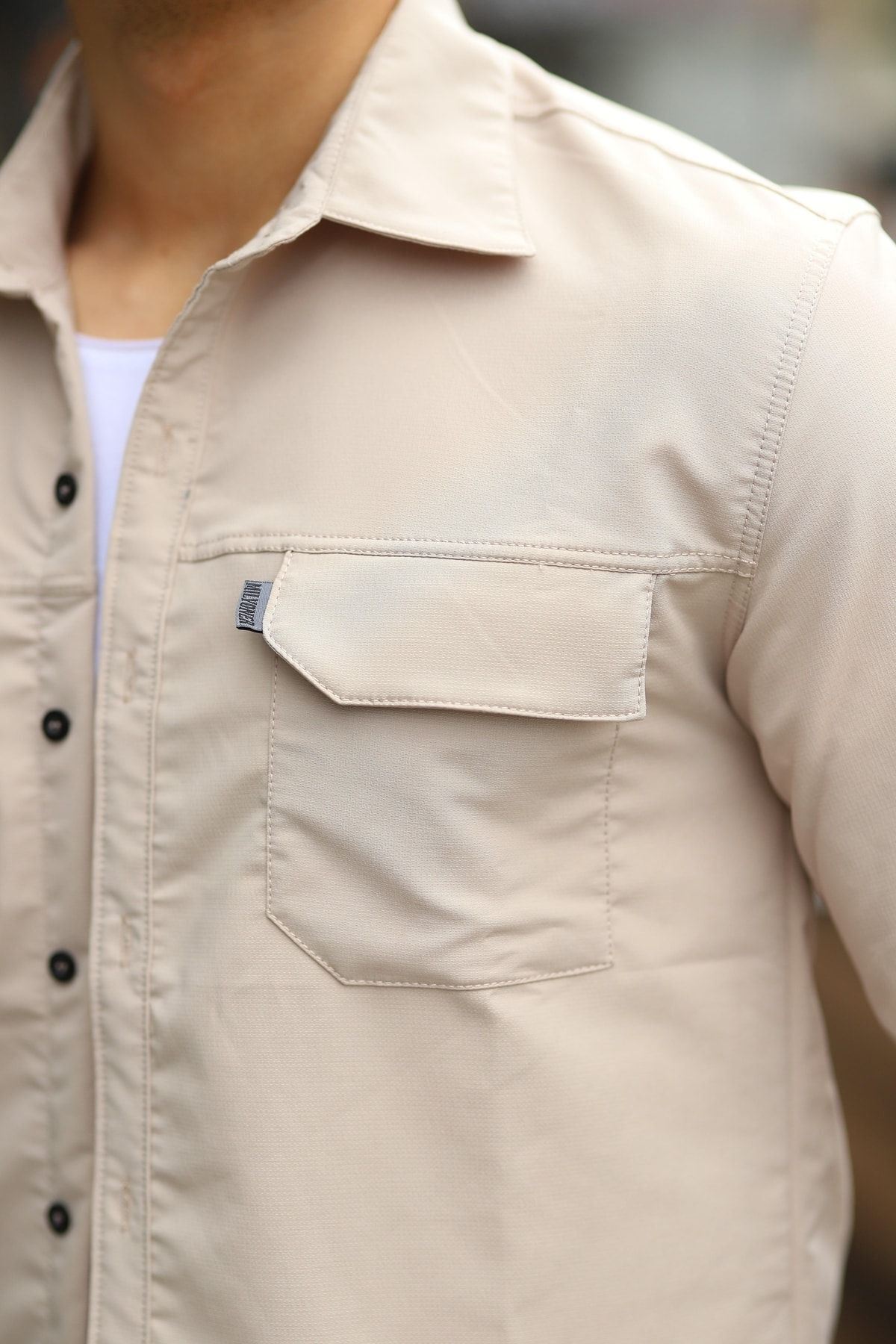 Erkek Paraşüt Kumaş Rahat Kalıp Gömlek