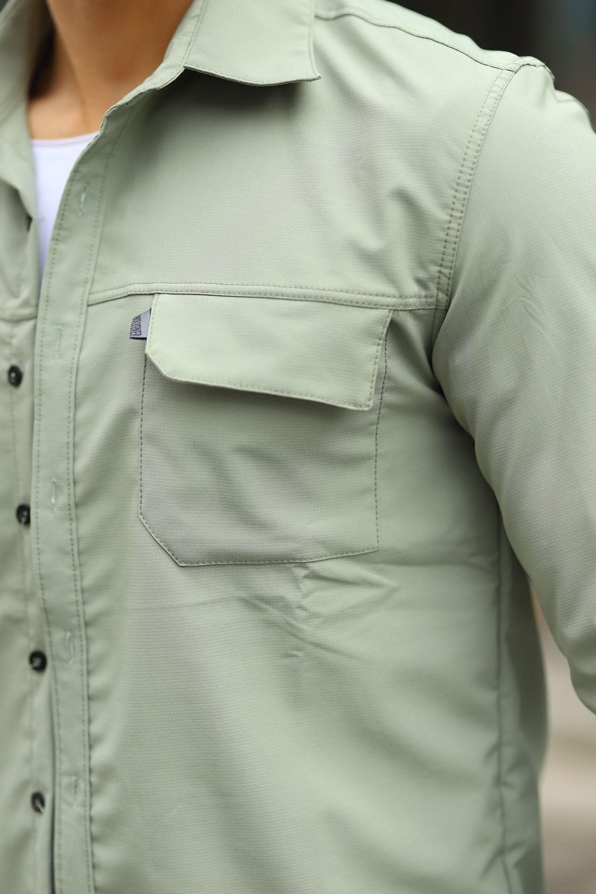 Erkek Paraşüt Kumaş Rahat Kalıp Gömlek