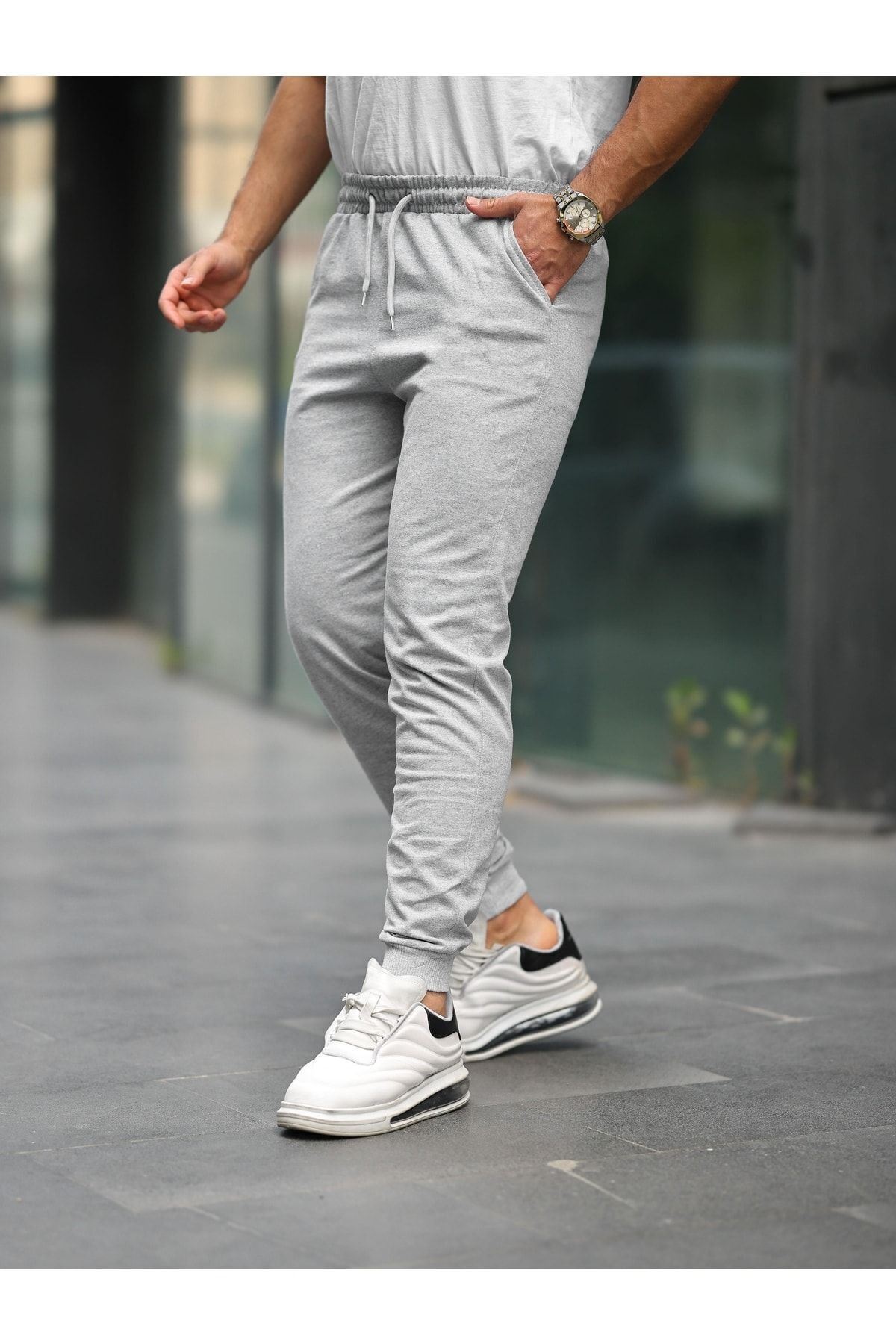 Unisex Antrasit Paça Lastikli Eşofman