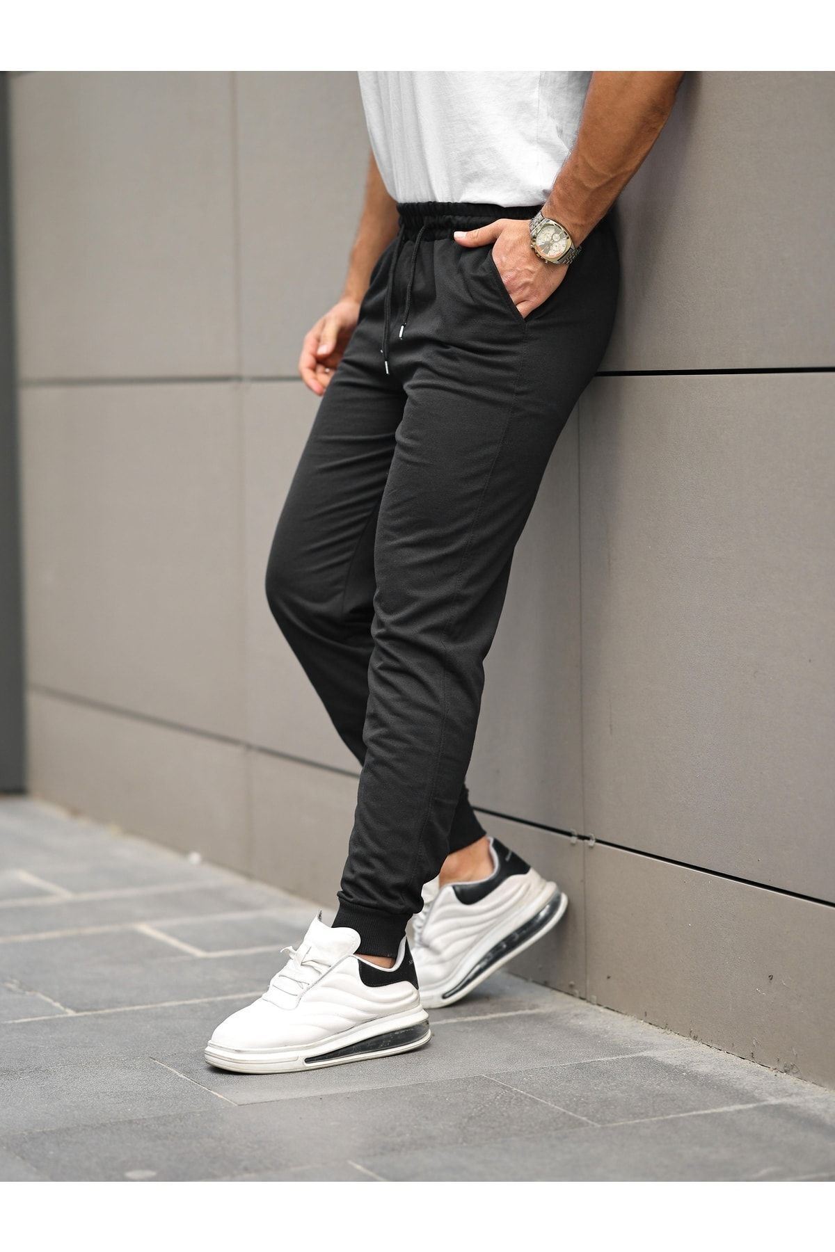 Unisex Antrasit Paça Lastikli Eşofman