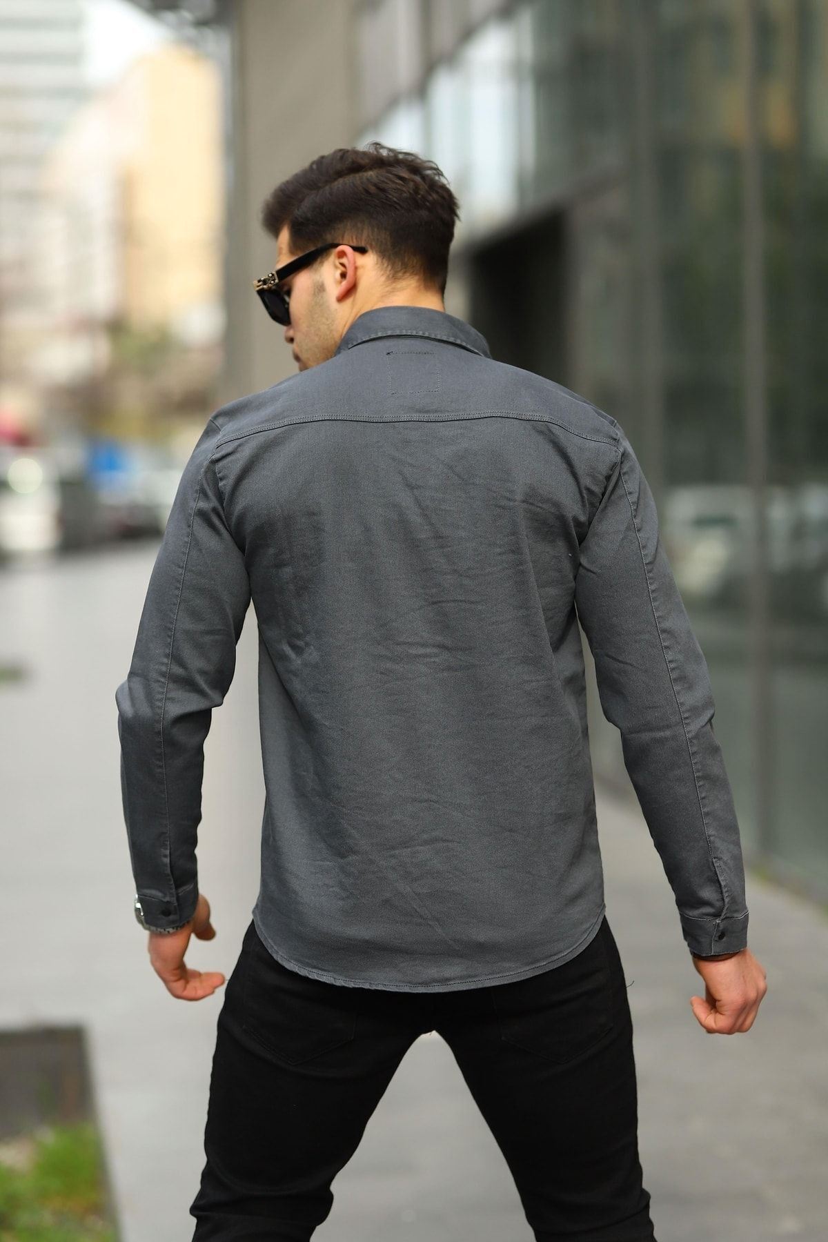 Erkek Slım ( Rahat Kalıp ) Kot Gömlek