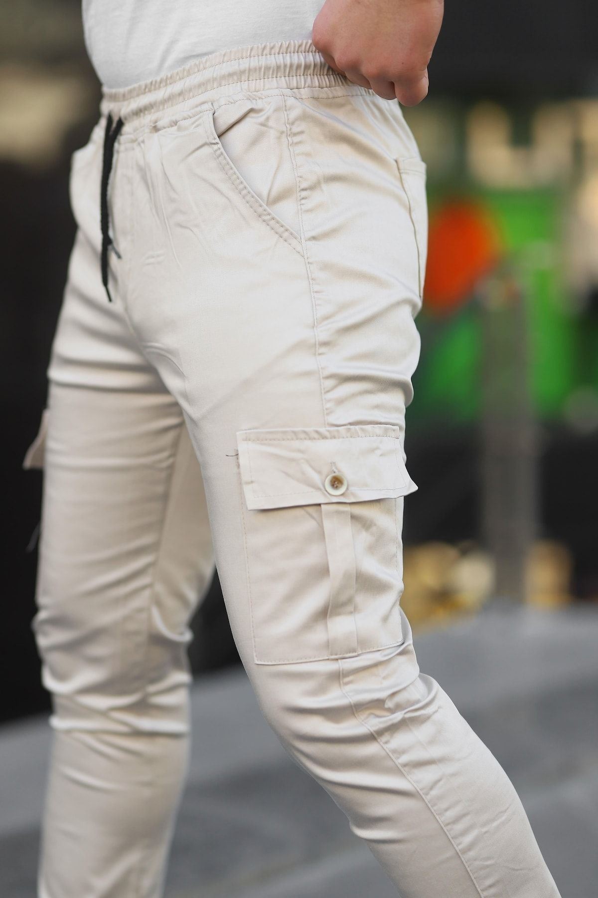 Erkek Slim Fit Beli Ve Paçası Lastikli Kargo Cep Pantolon