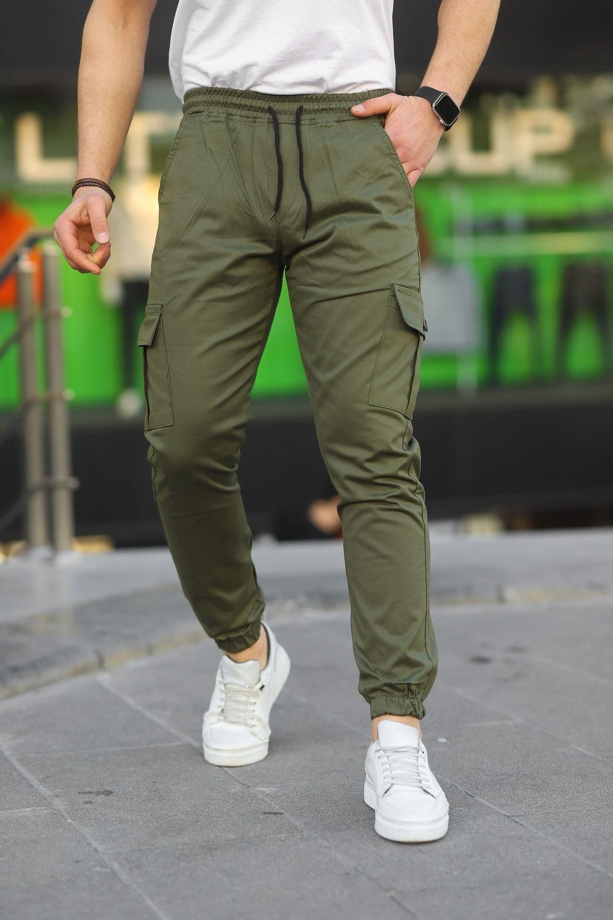 Erkek Slim Fit Beli Ve Paçası Lastikli Kargo Cep Pantolon