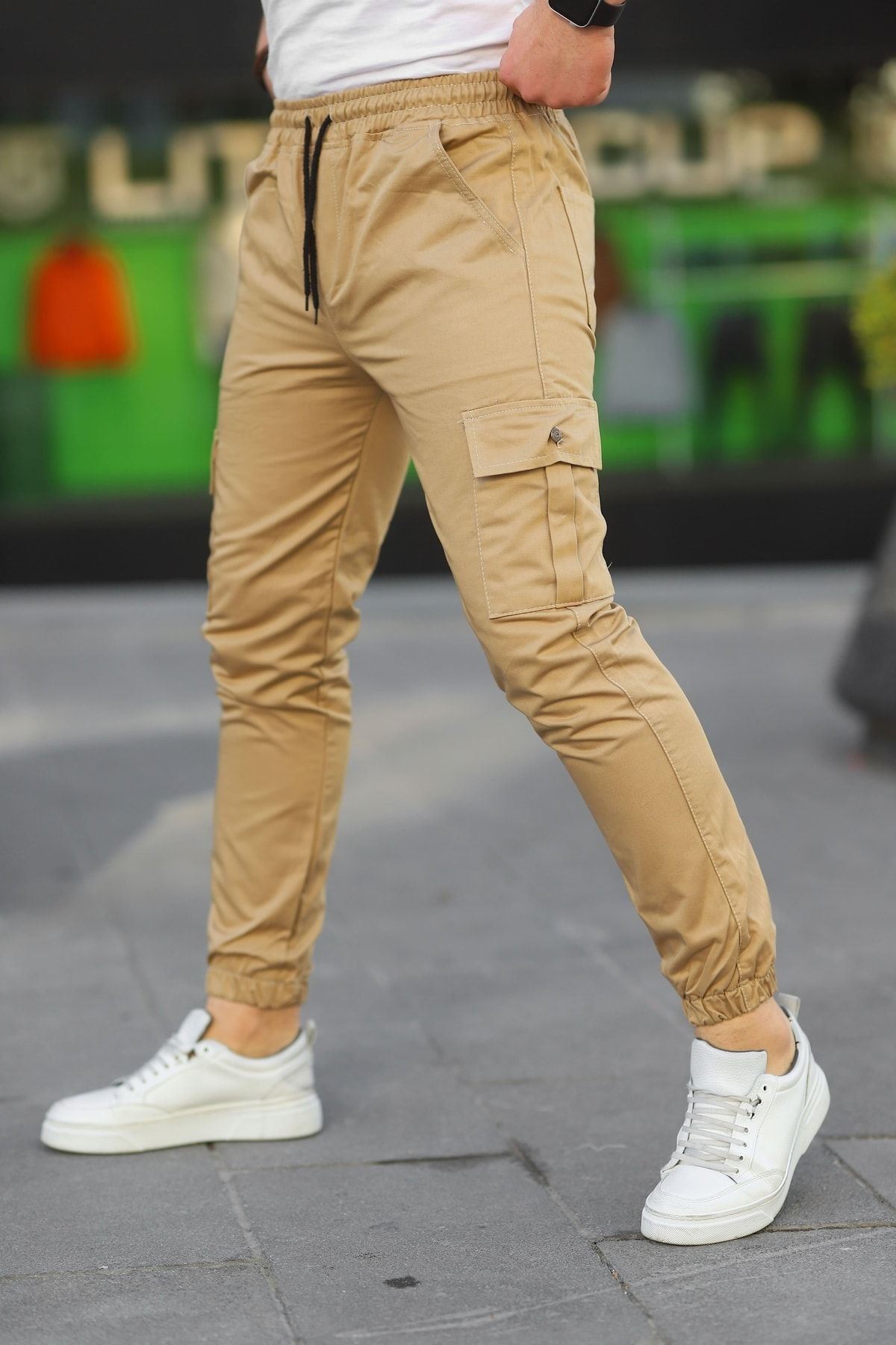 Erkek Slim Fit Beli Ve Paçası Lastikli Kargo Cep Pantolon