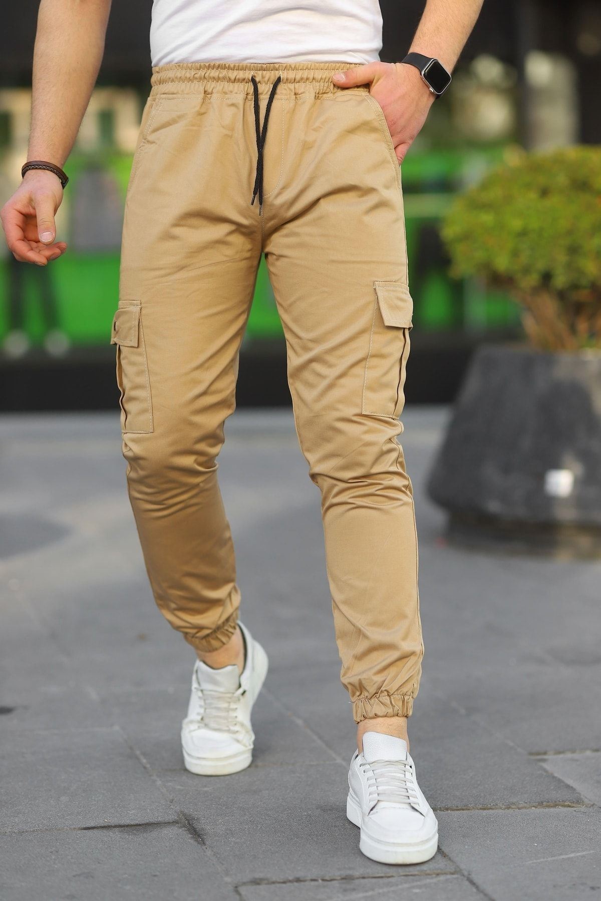 Erkek Slim Fit Beli Ve Paçası Lastikli Kargo Cep Pantolon