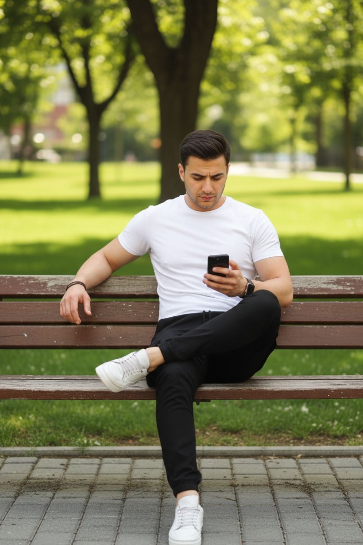 Erkek Beli Paçası Lastikli Esnek Kargo Cep Siyah Jogger Pantolon