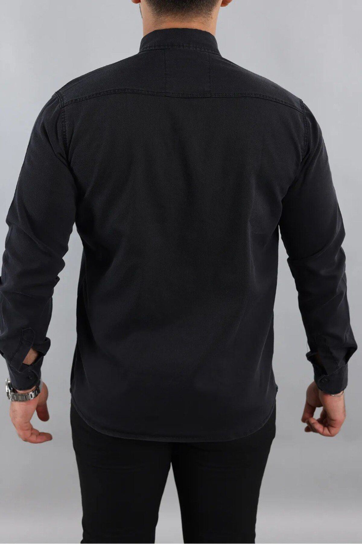 Erkek Slim Fit Çift Cepli Kot Gömlek