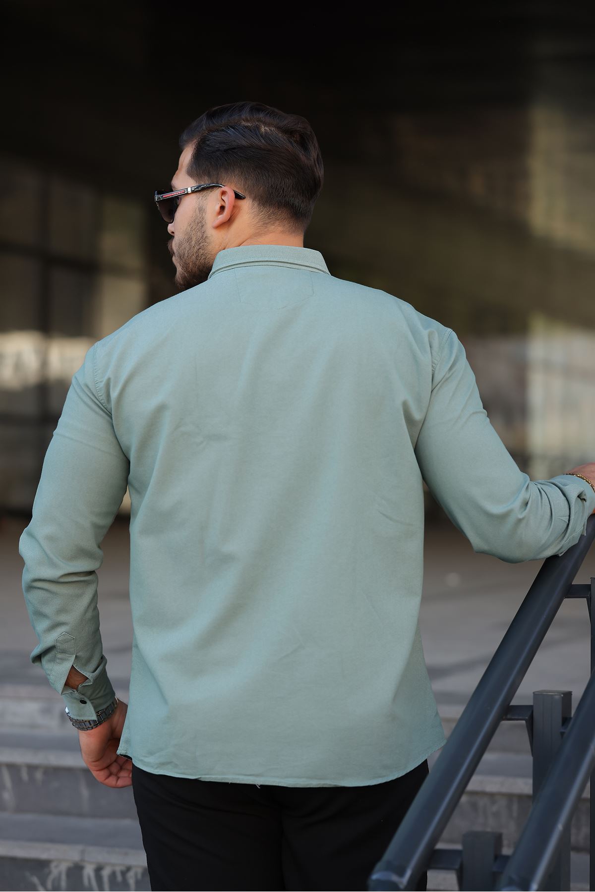 Erkek Slim Fit Çift Cepli Kot Gömlek