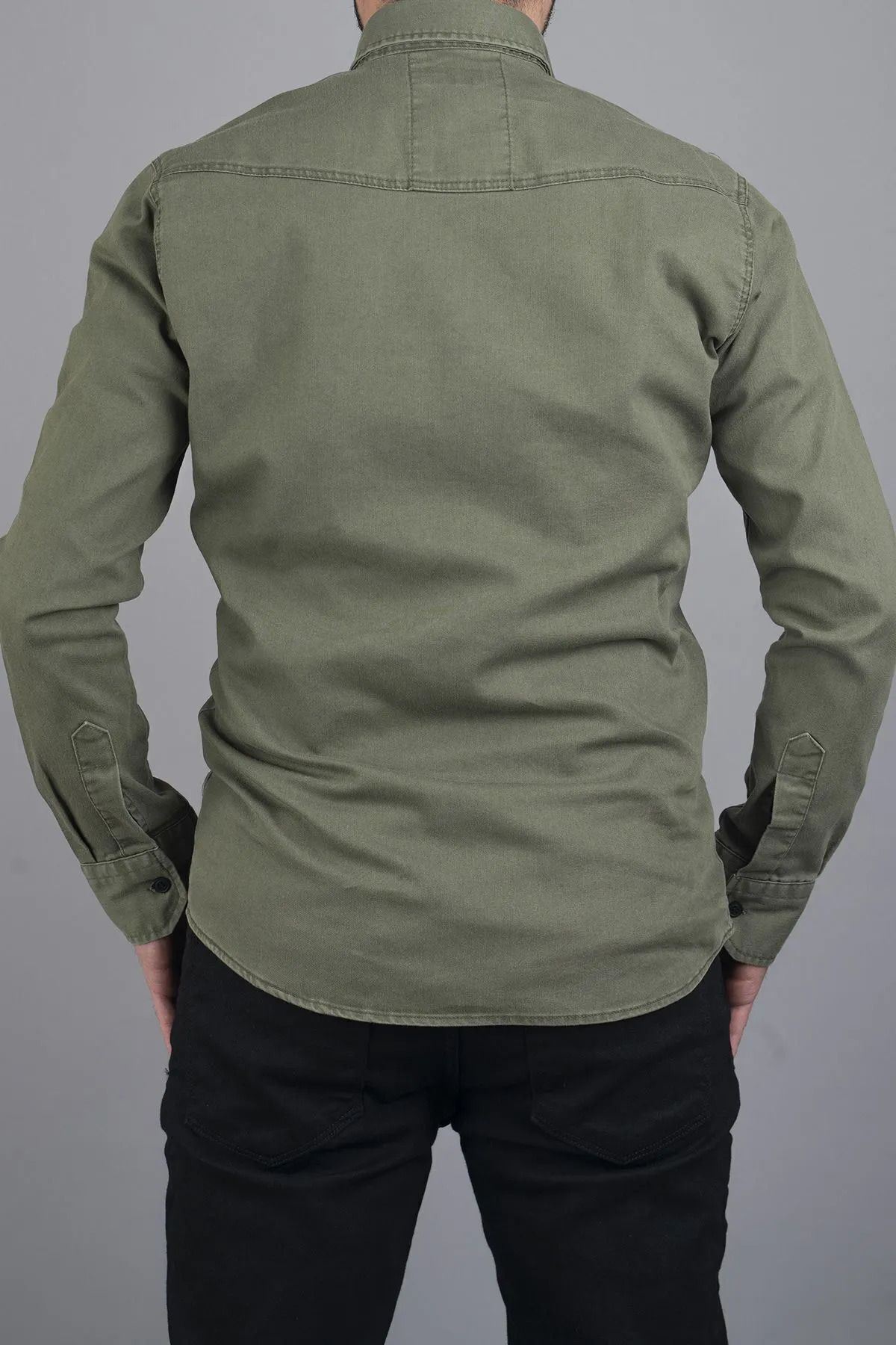 Erkek Slim Fit Çift Cepli Kot Gömlek