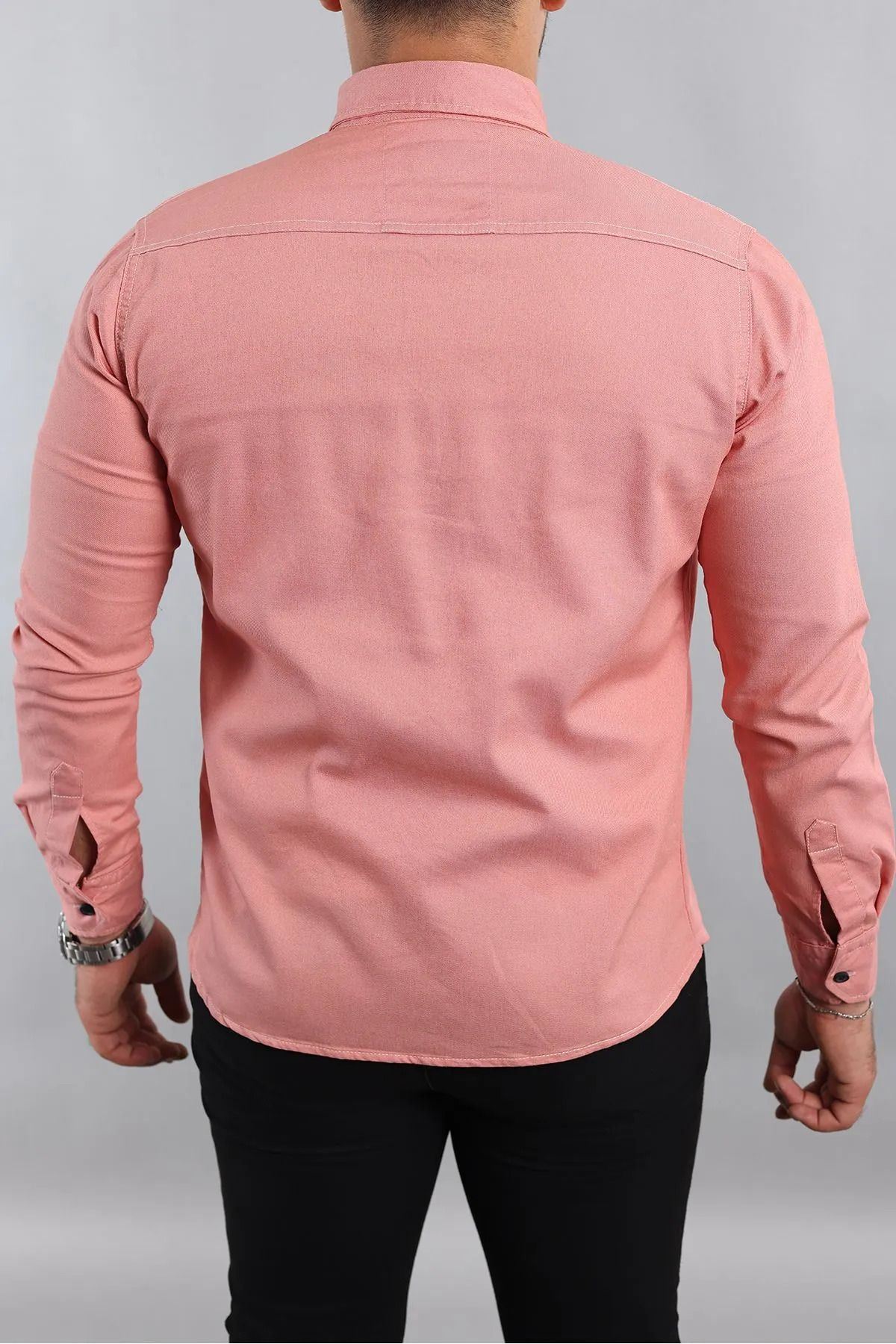 Erkek Slim Fit Çift Cepli Kot Gömlek