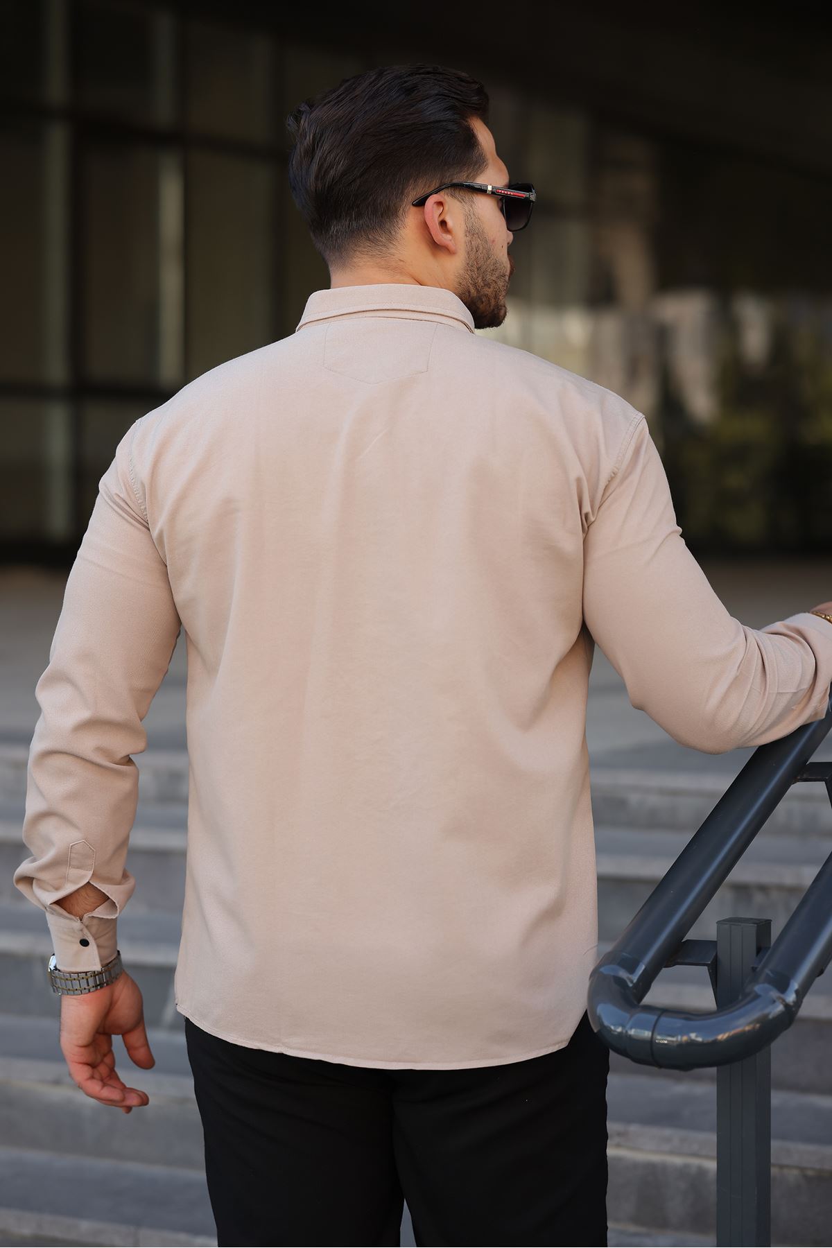 Erkek Slim Fit Çift Cepli Kot Gömlek