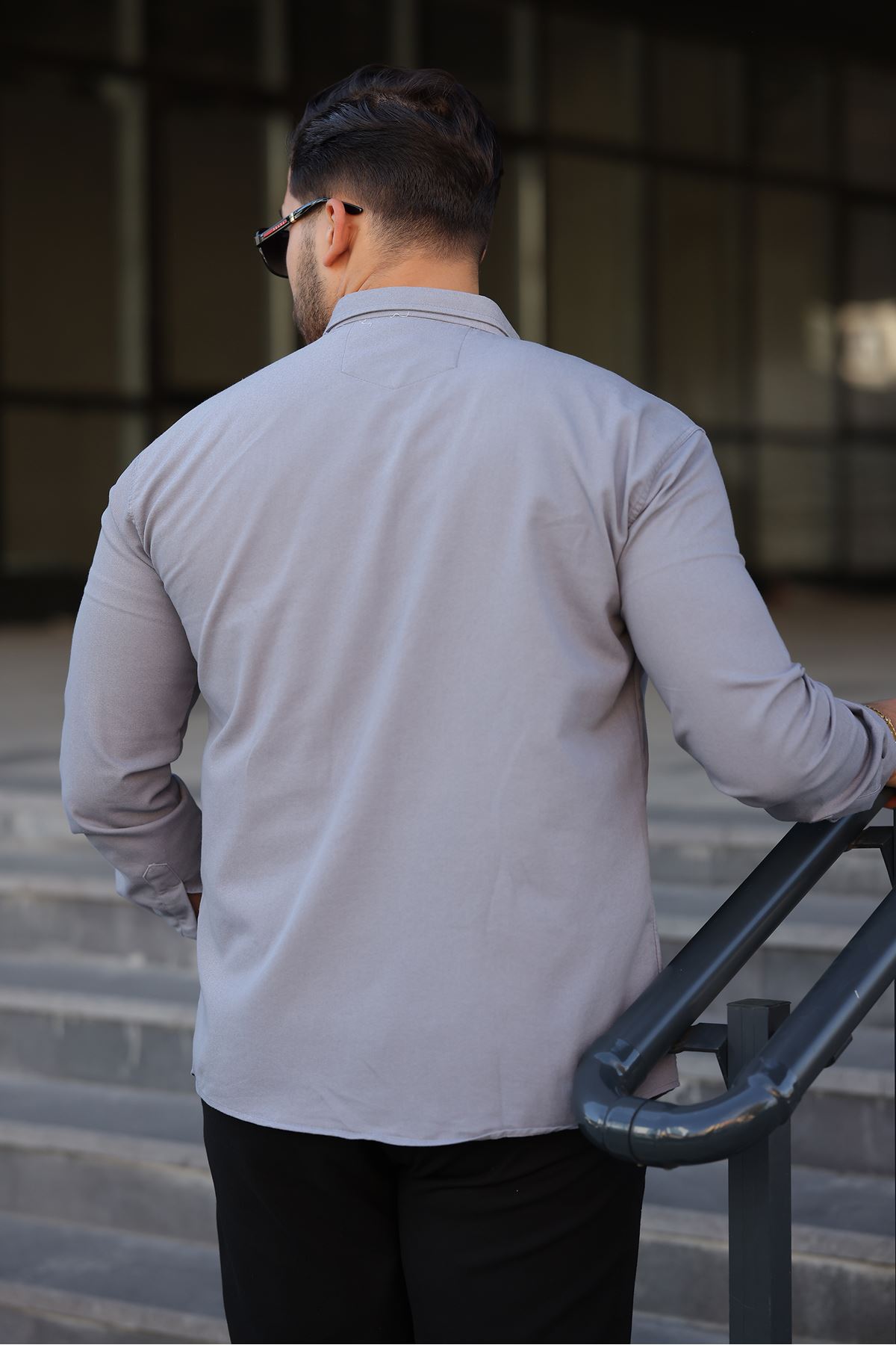 Erkek Slim Fit Çift Cepli Kot Gömlek