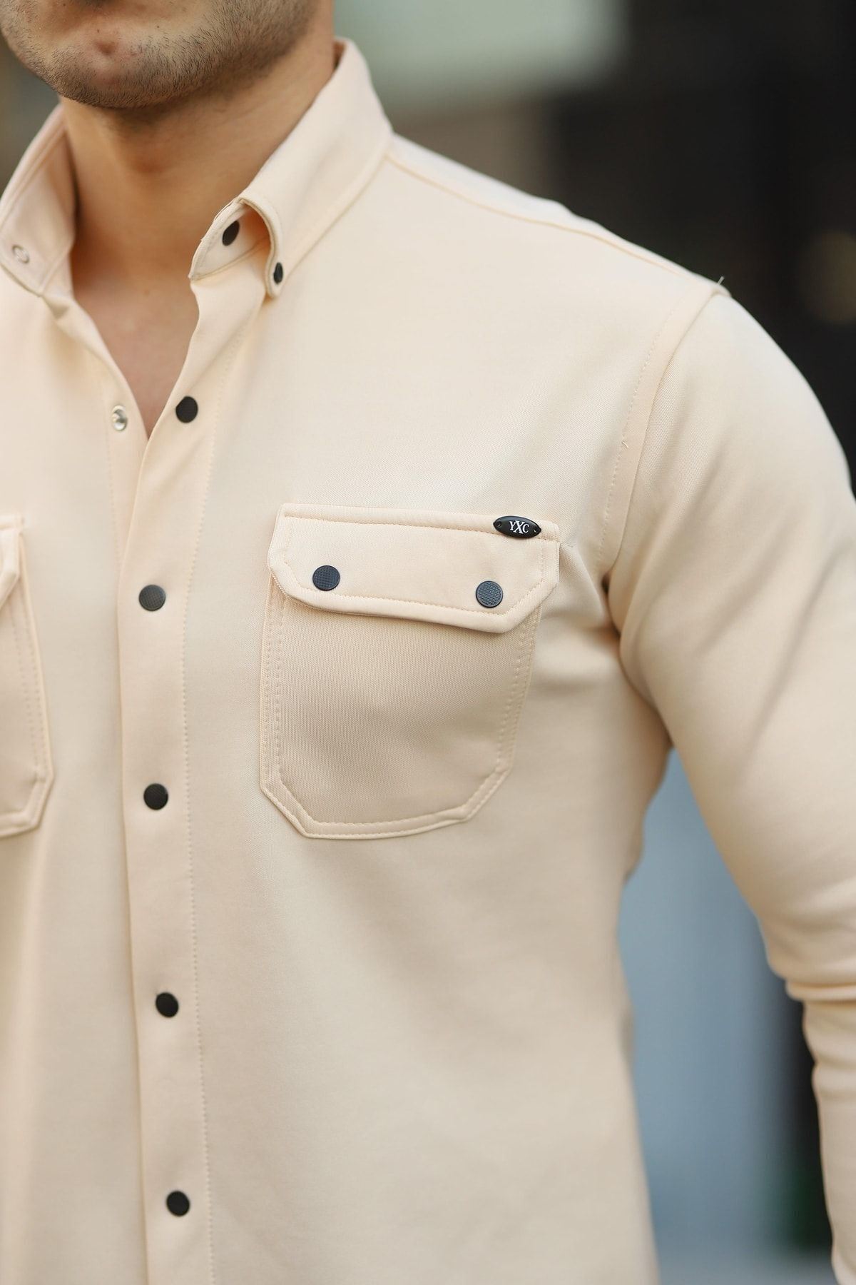 Erkek Slim Fit Scuba Gömlek