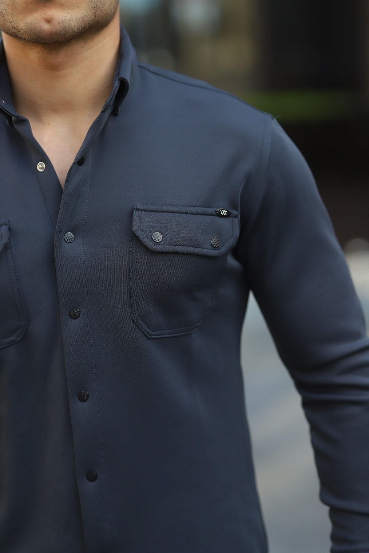 Erkek Slim Fit Scuba Gömlek