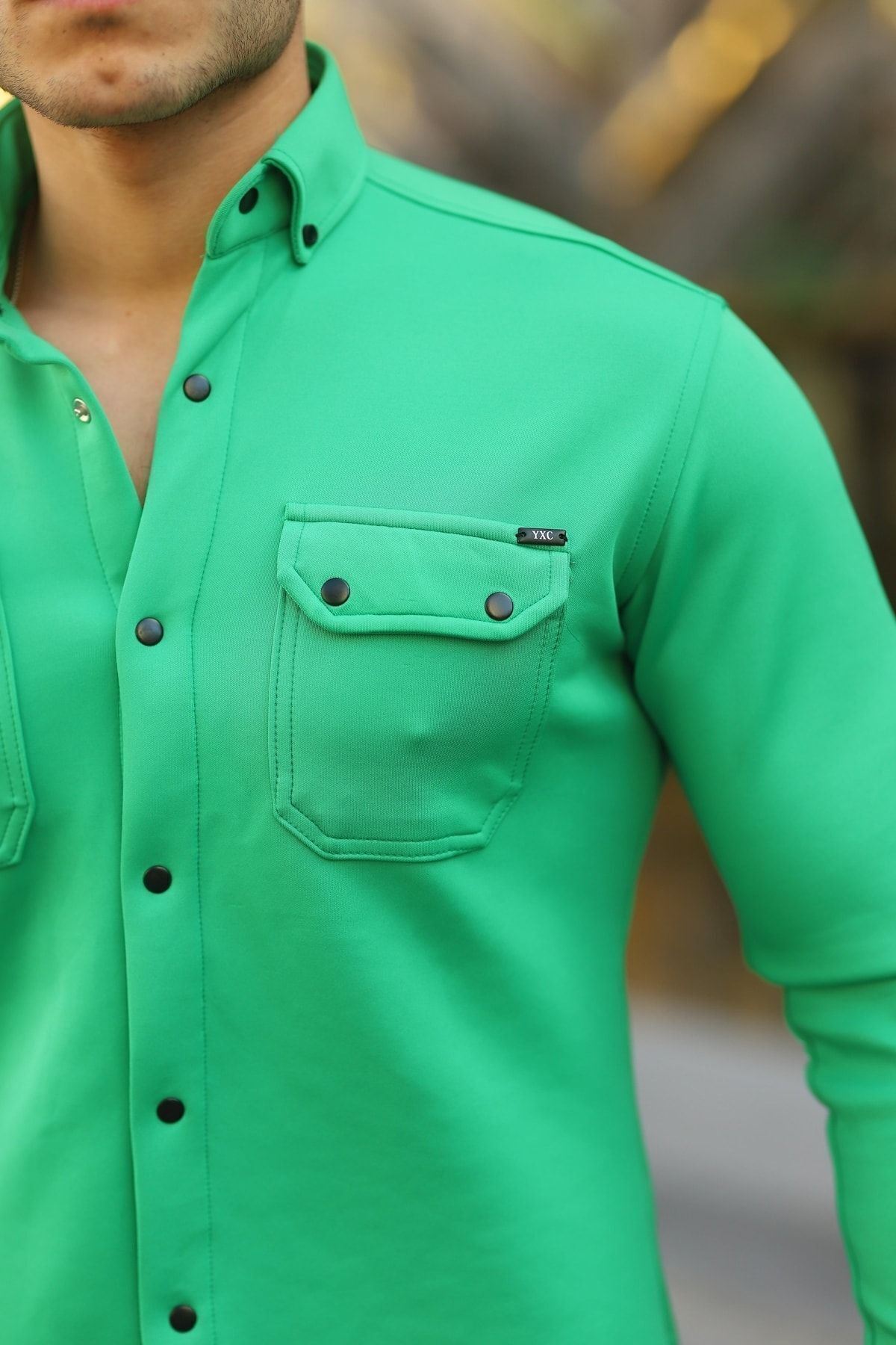 Erkek Slim Fit Scuba Gömlek