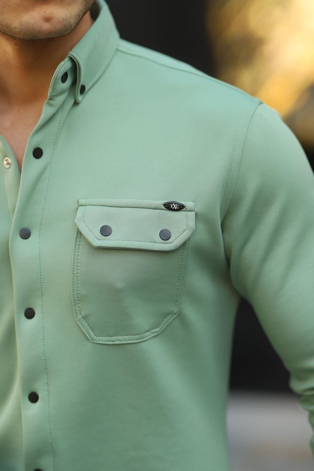 Erkek Slim Fit Scuba Gömlek