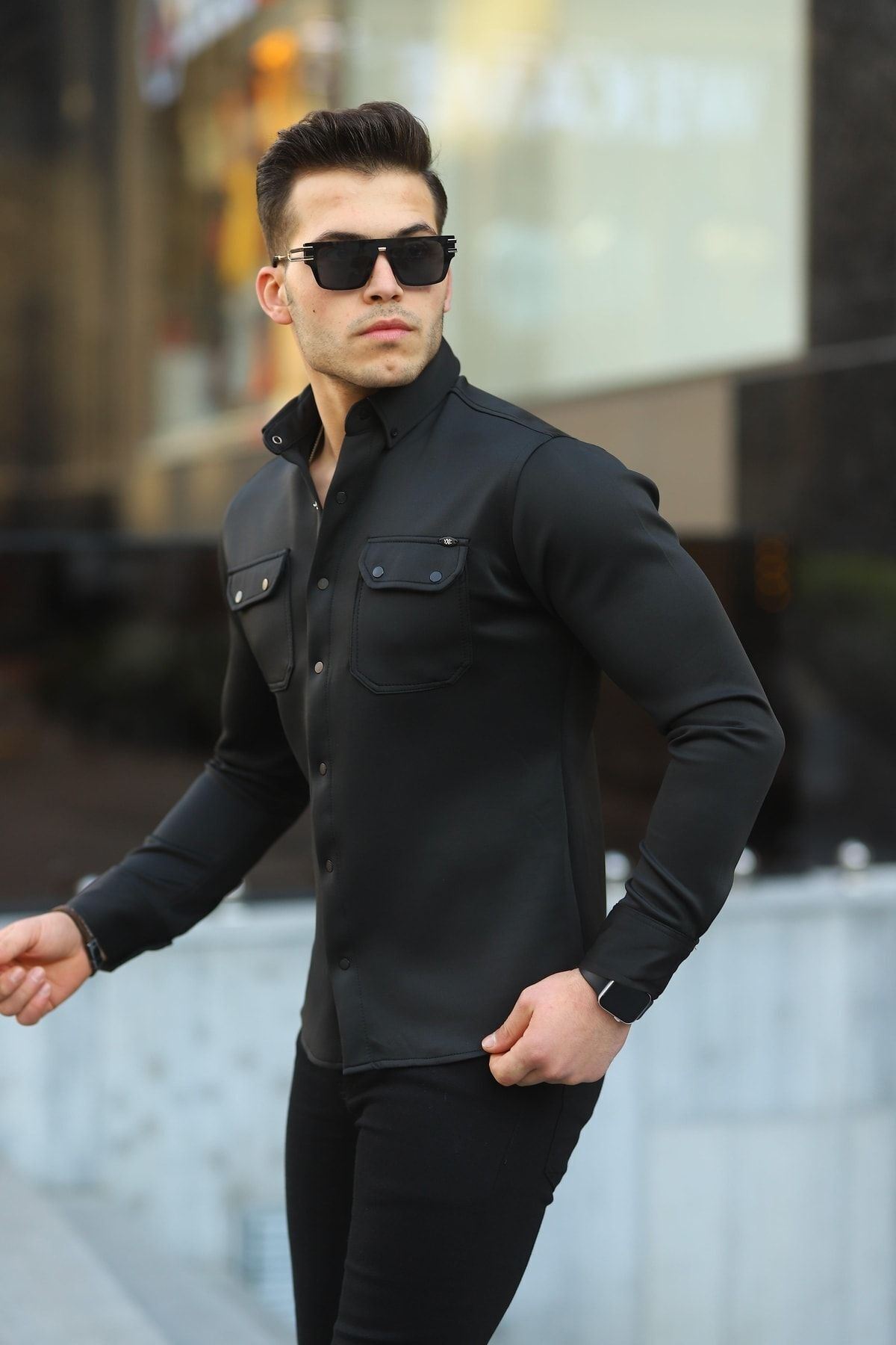 Erkek Slim Fit Scuba Gömlek