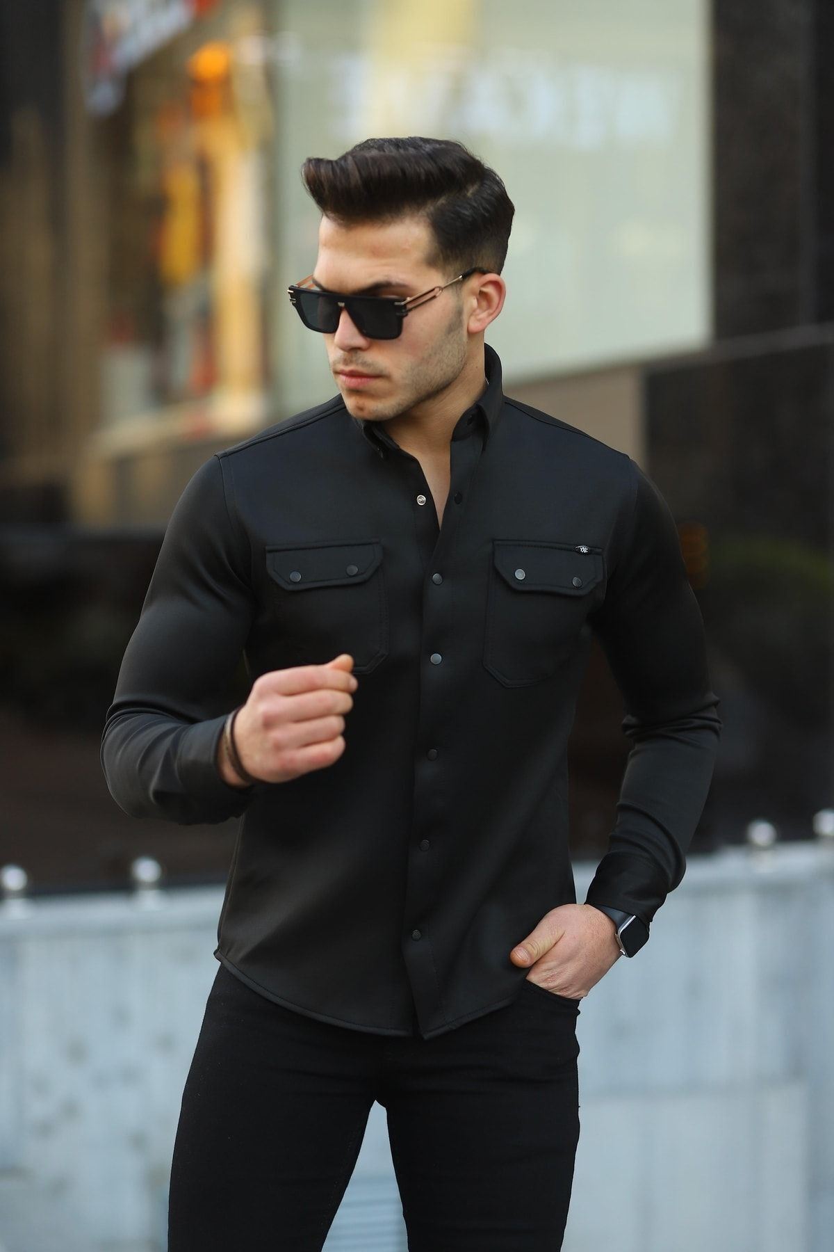 Erkek Slim Fit Scuba Gömlek