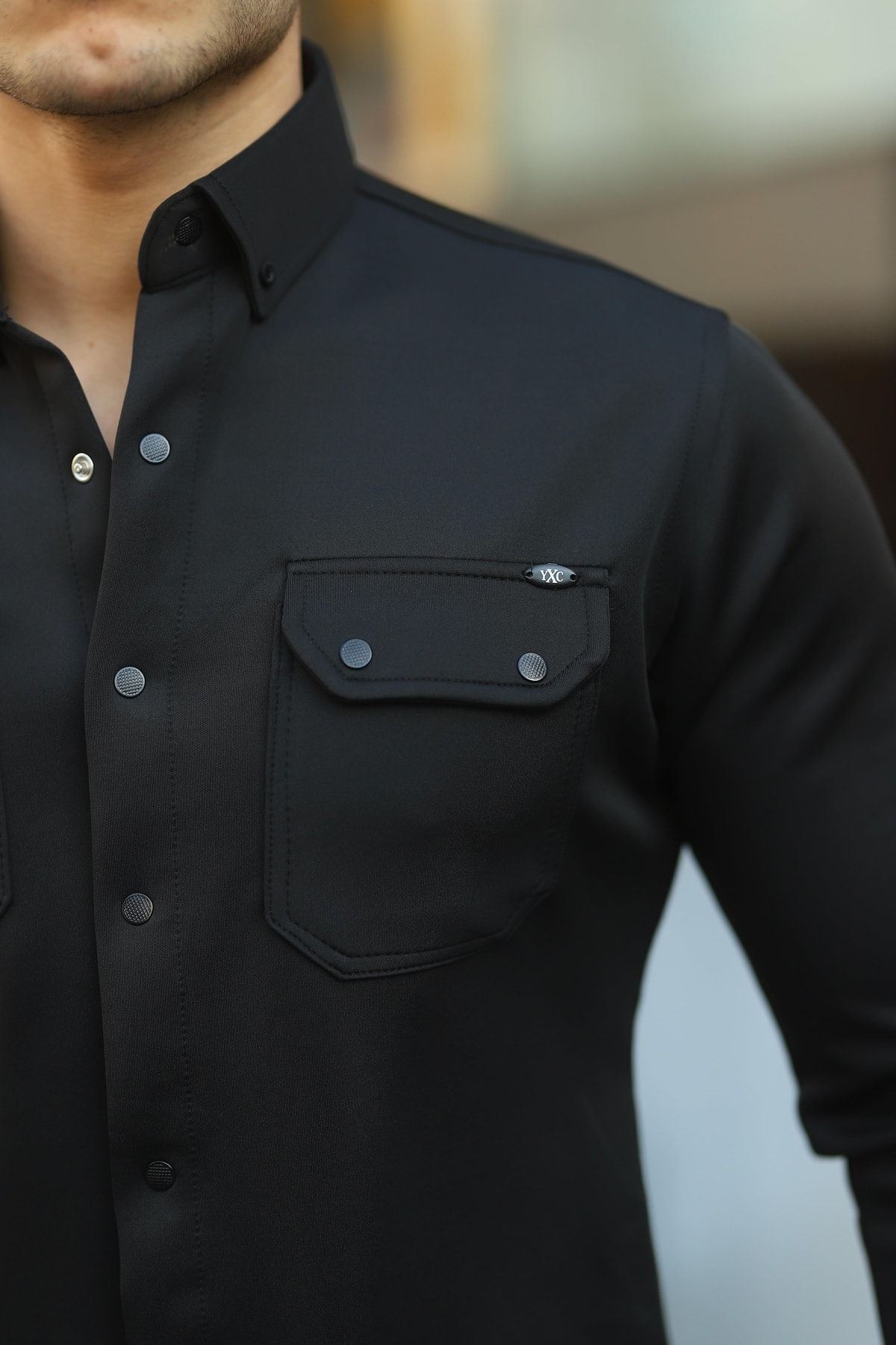 Erkek Slim Fit Scuba Gömlek