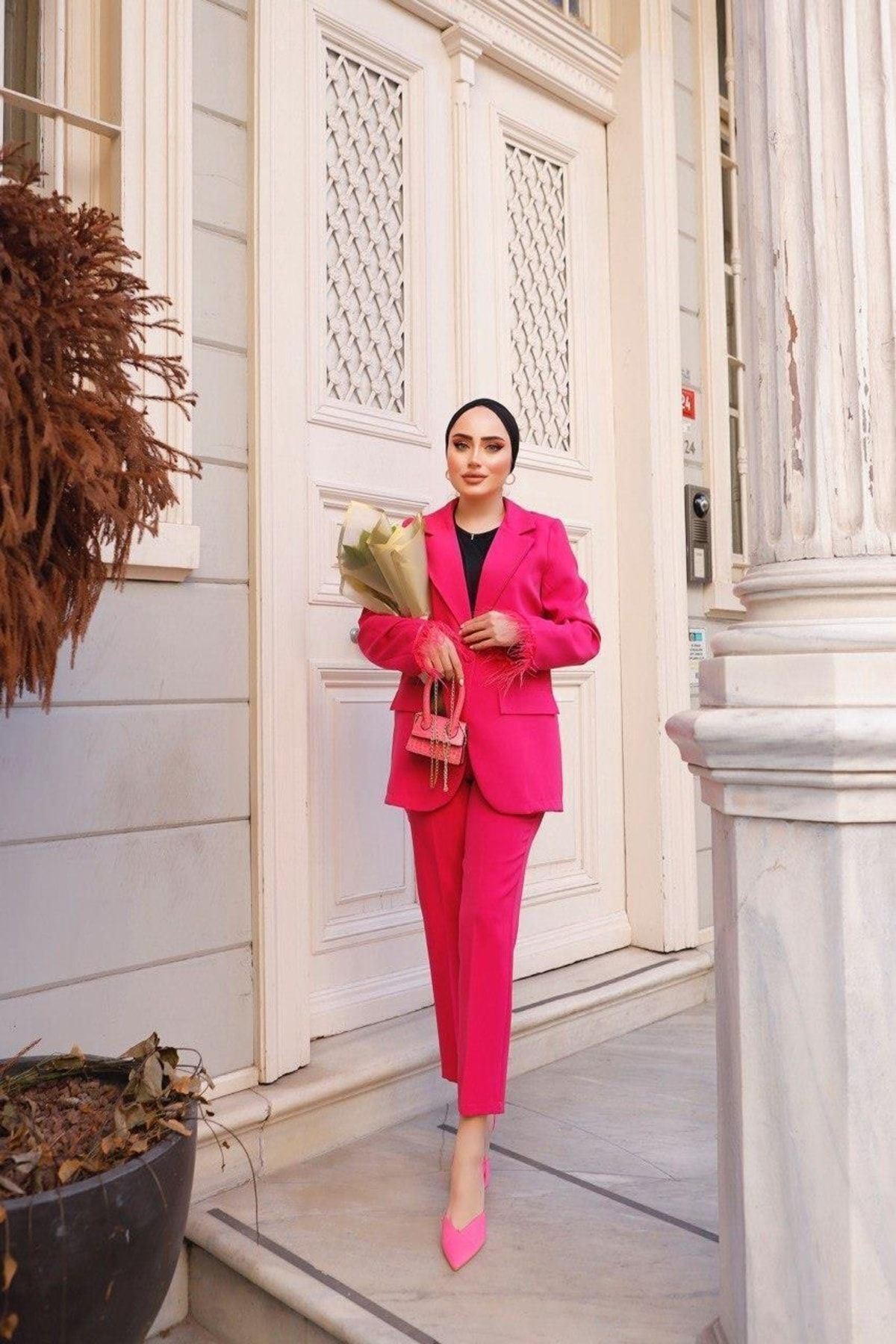 Kadın Manşet Püsküllü Ceket Pantolon Takım