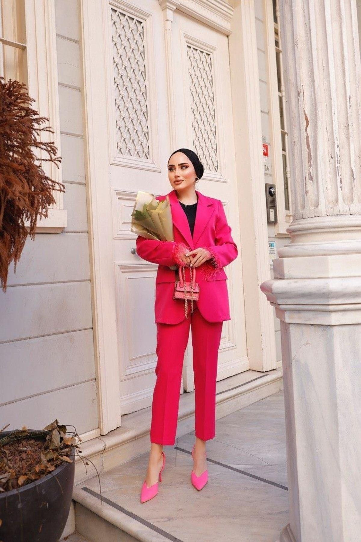 Kadın Manşet Püsküllü Ceket Pantolon Takım
