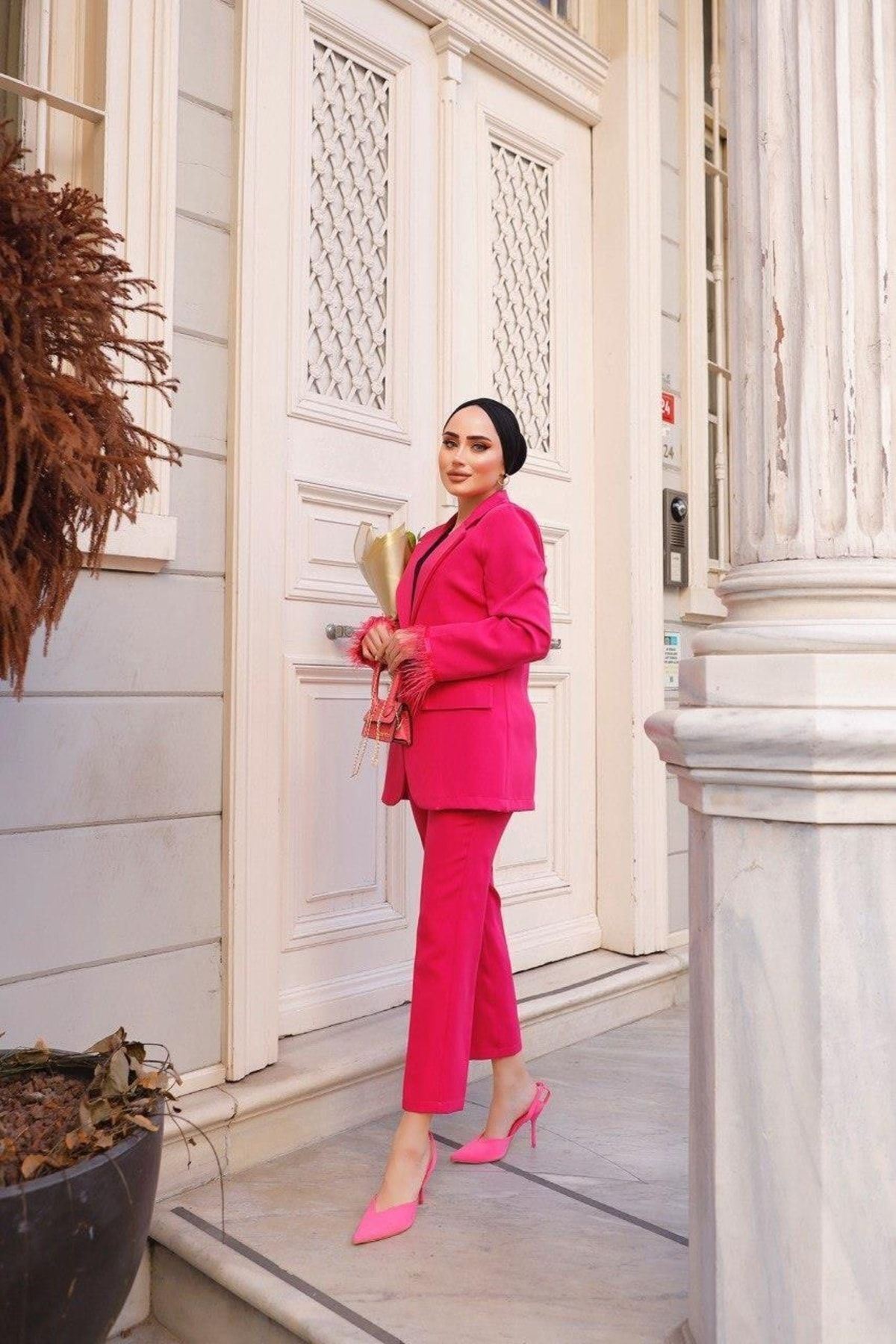 Kadın Manşet Püsküllü Ceket Pantolon Takım