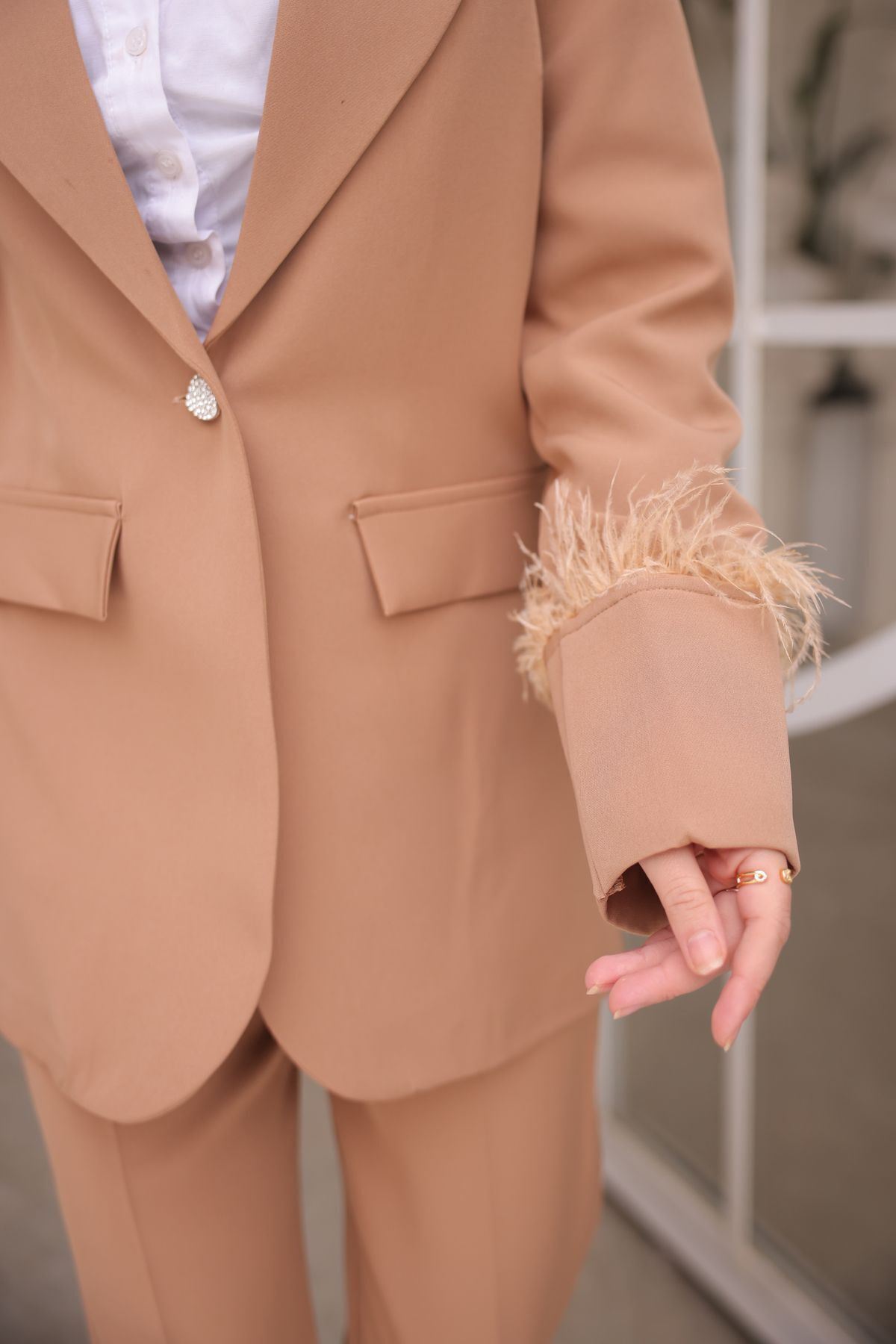 Kadın Manşet Püsküllü Ceket Pantolon Takım