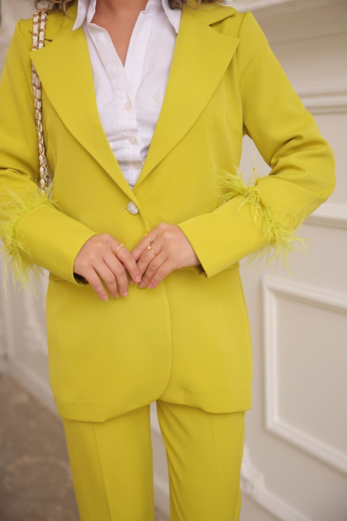 Kadın Manşet Püsküllü Ceket Pantolon Takım