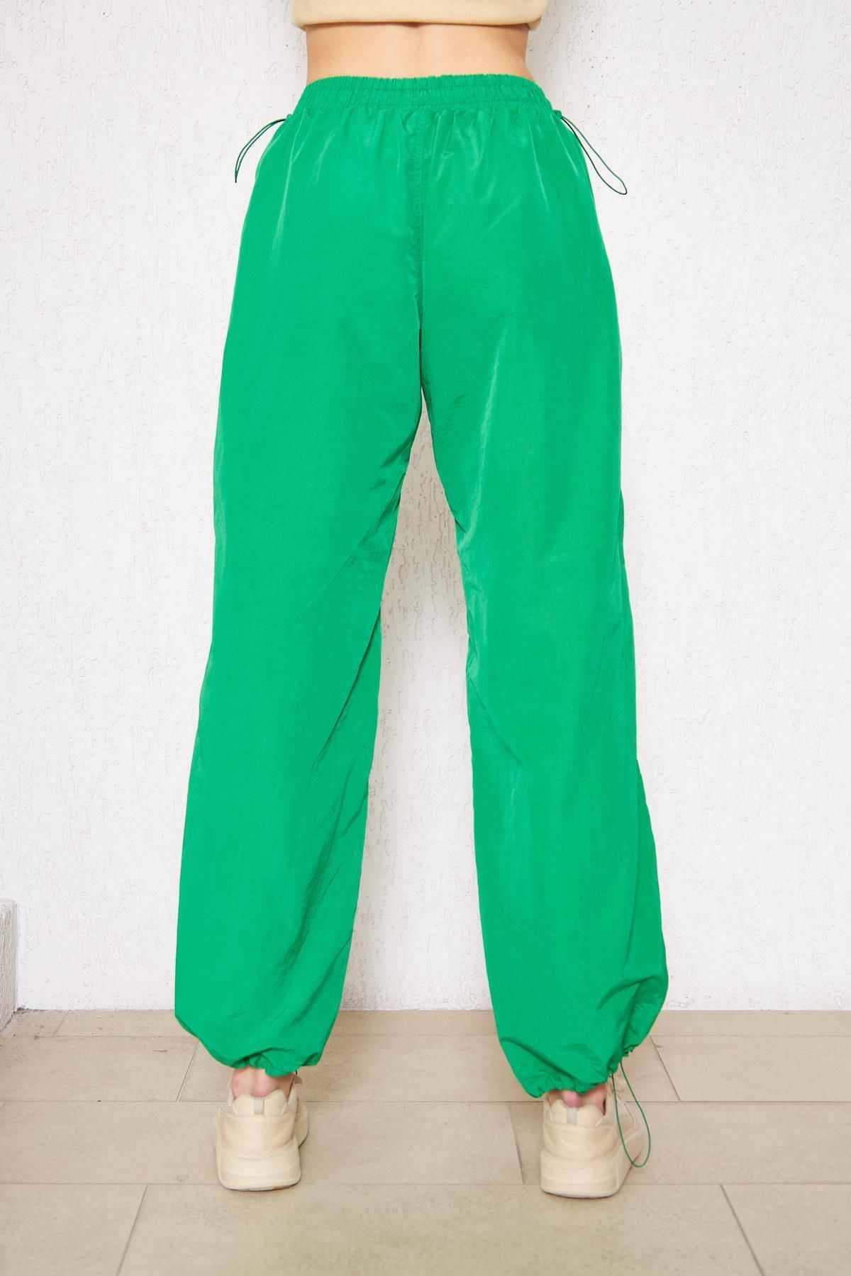 Kadın Bol Beli Lastikli Jogger Yeşil Eşofman Altı